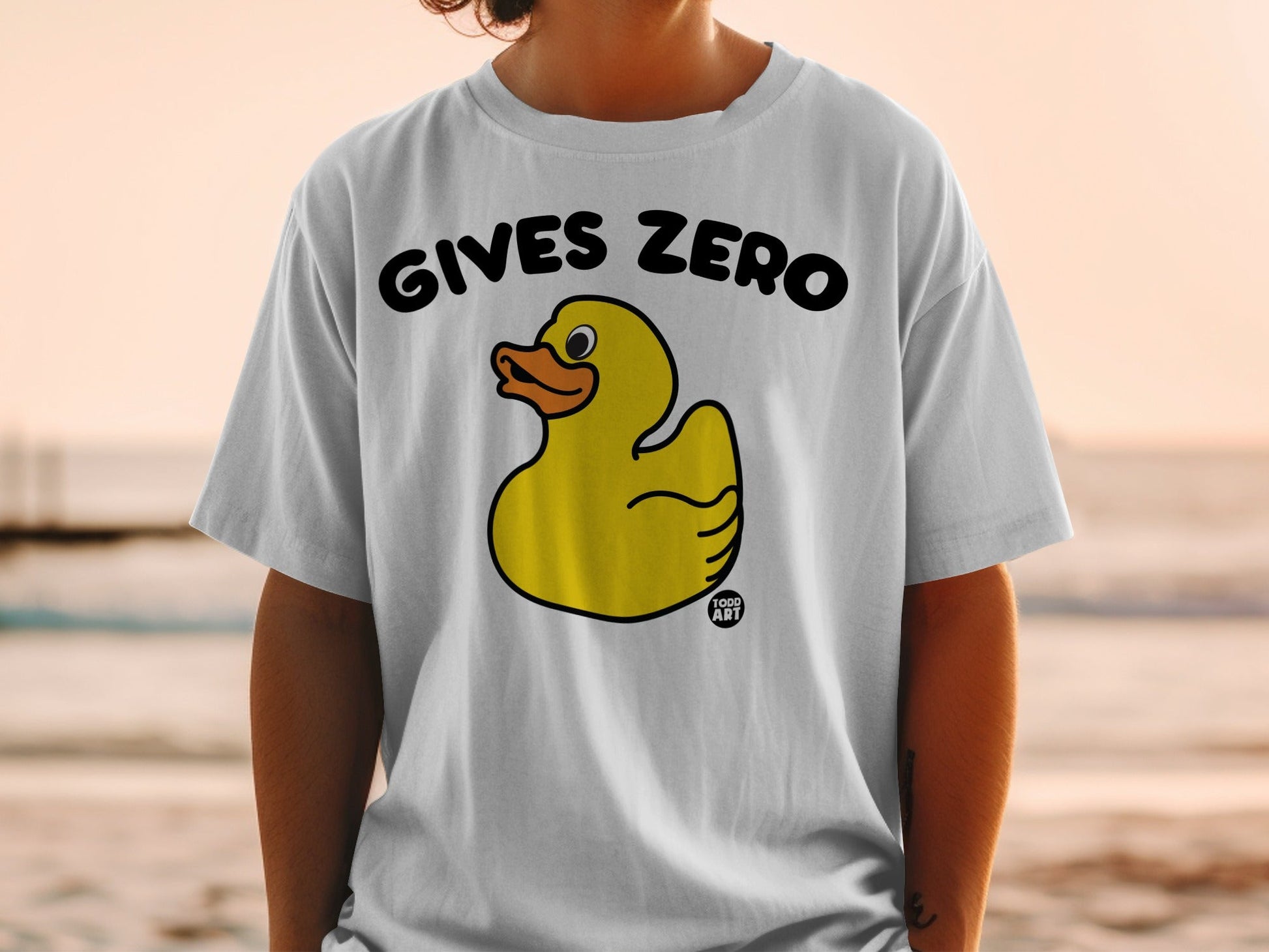 Gives Zero Yellow Duck Funny Graphic T-Shirt