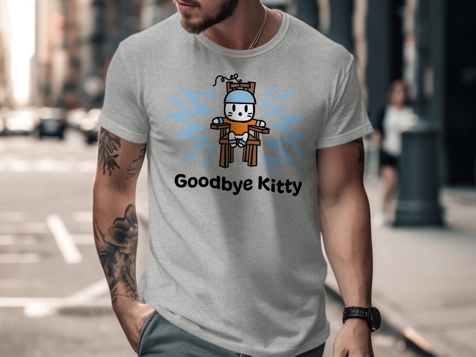 Goodbye Kitty Electric Chair Graphic T-Shirt