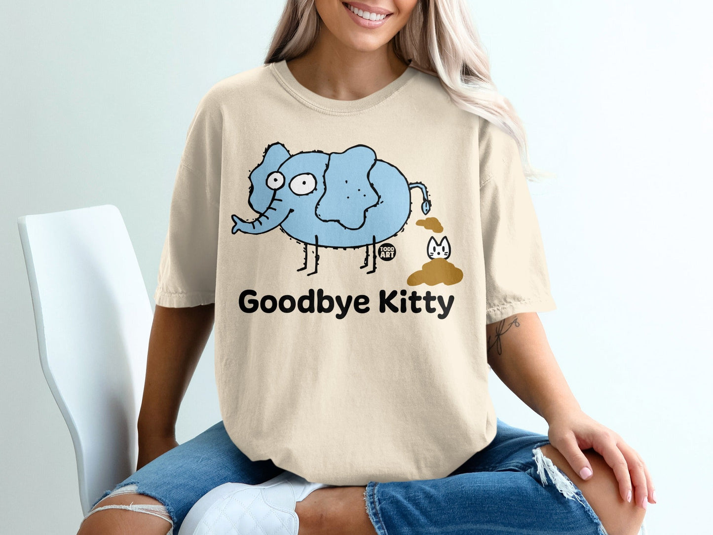 Goodbye Kitty Funny Elephant Casual Graphic Tee