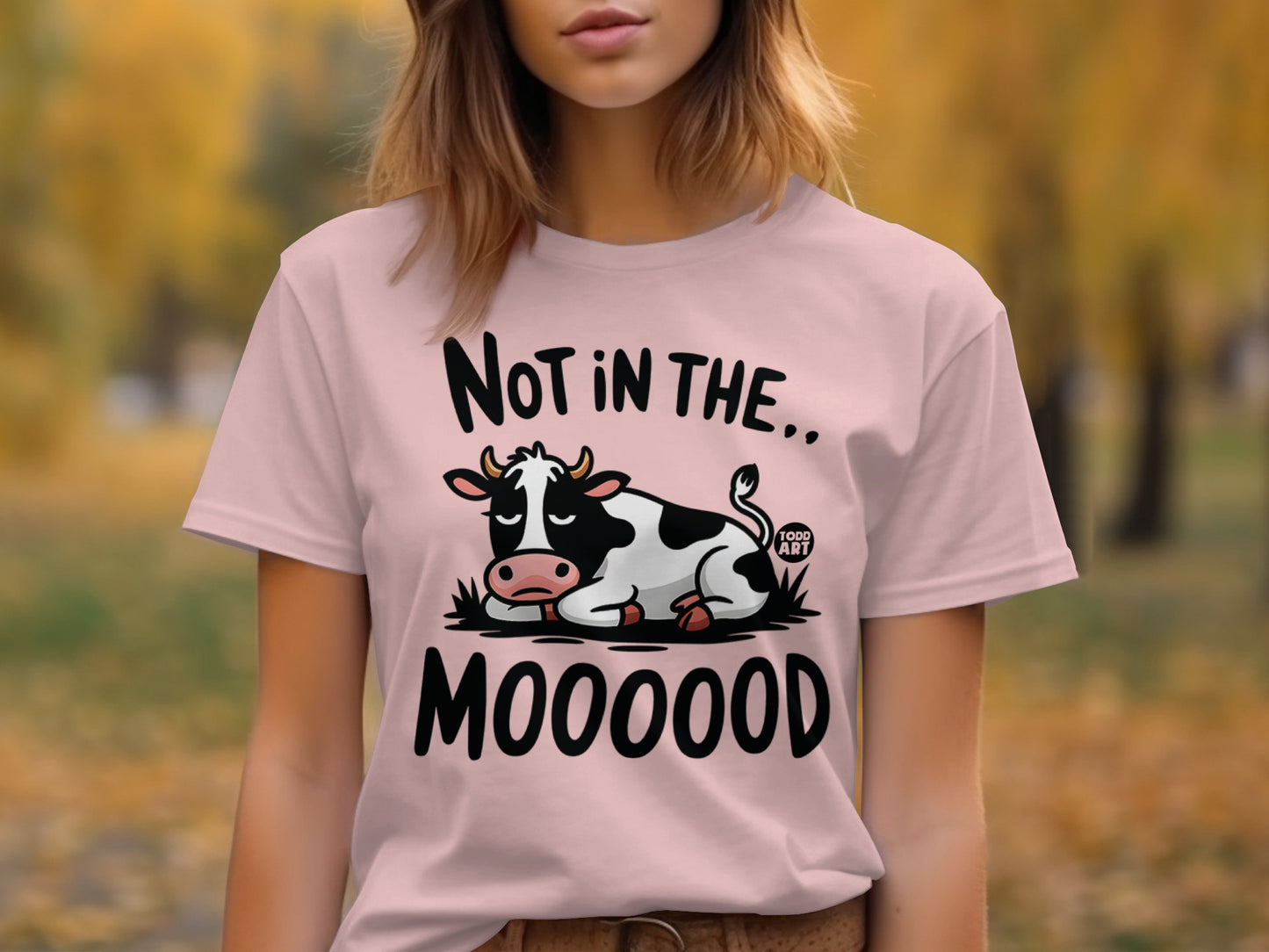 Not in the Mooood Fun Cow Graphic T-shirt