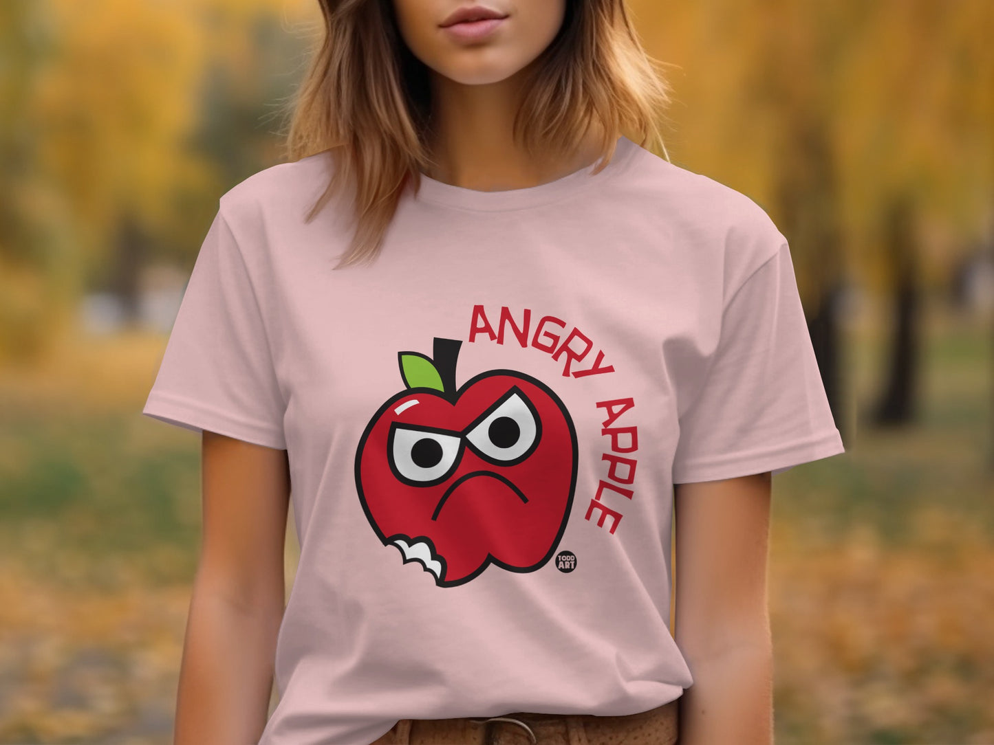 Angry Apple Graphic Tee Shirt Casual Wear