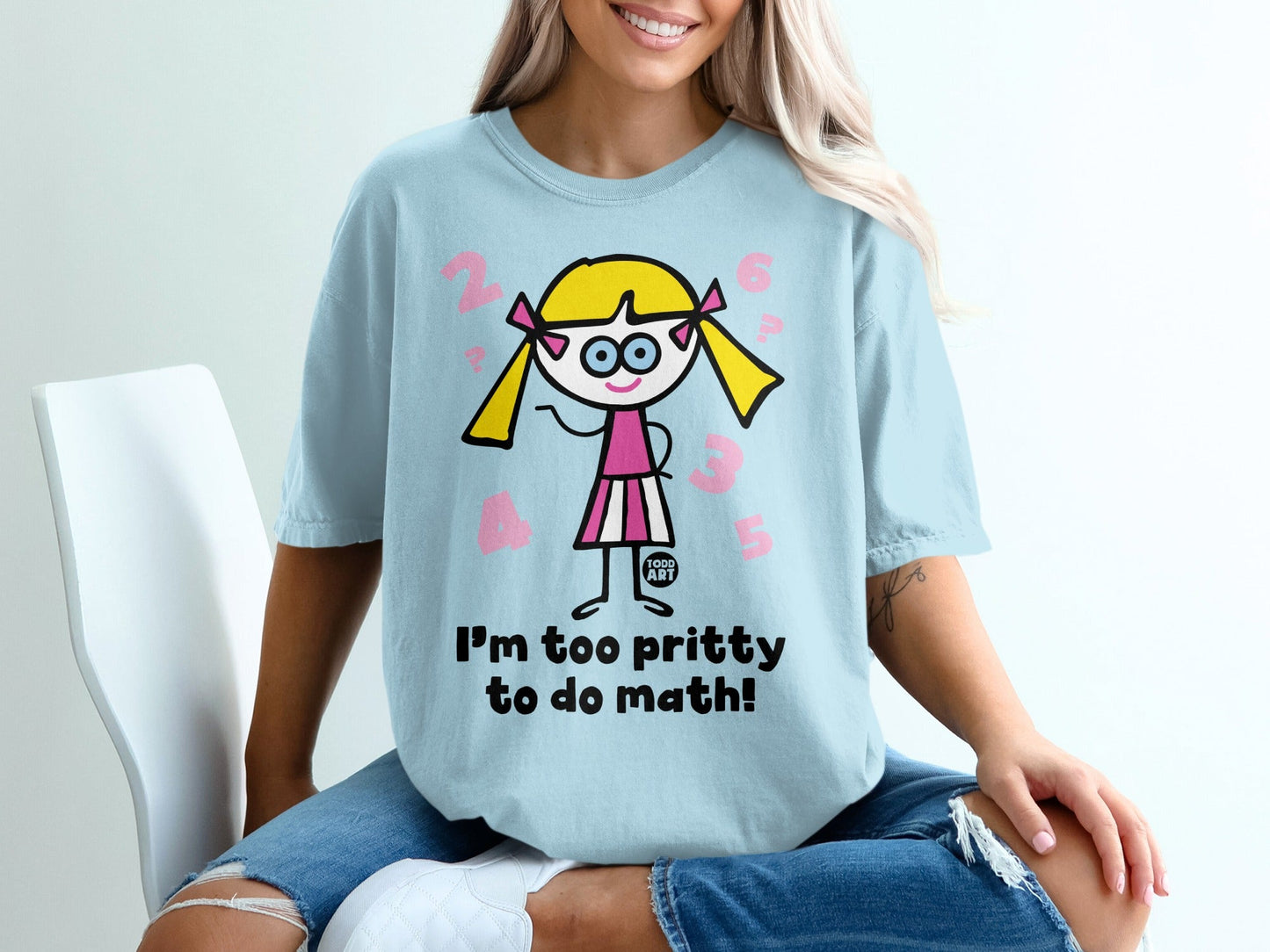 I'm Too Pretty to Do Math Cute Cartoon Girl Shirt