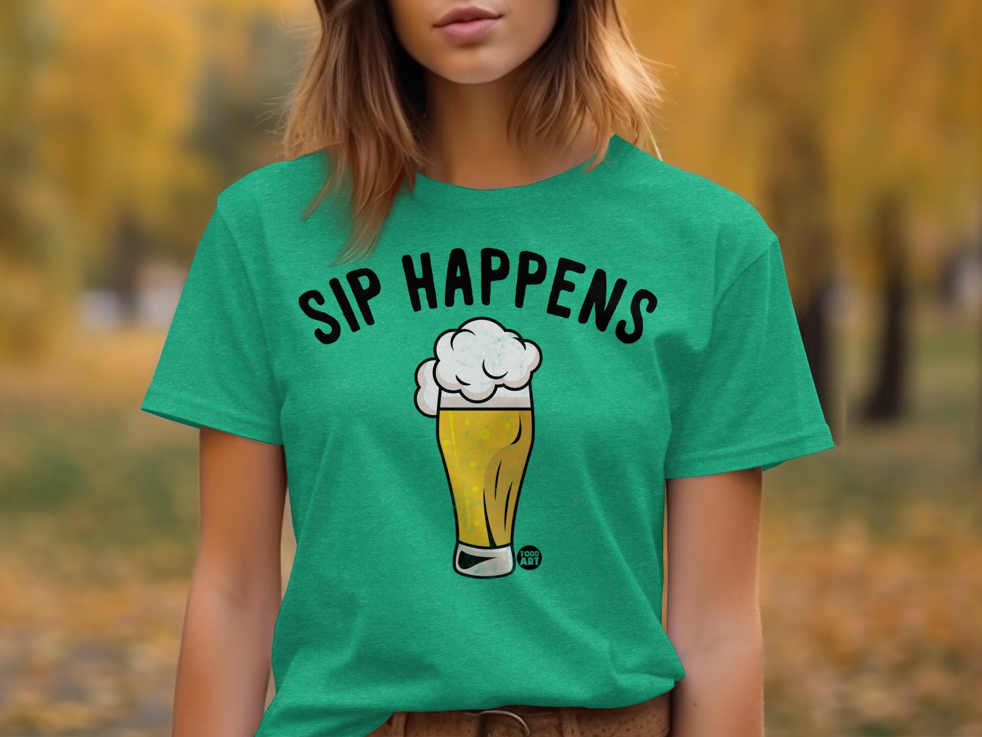 Sip Happens Graphic Tee with Beer Mug Design