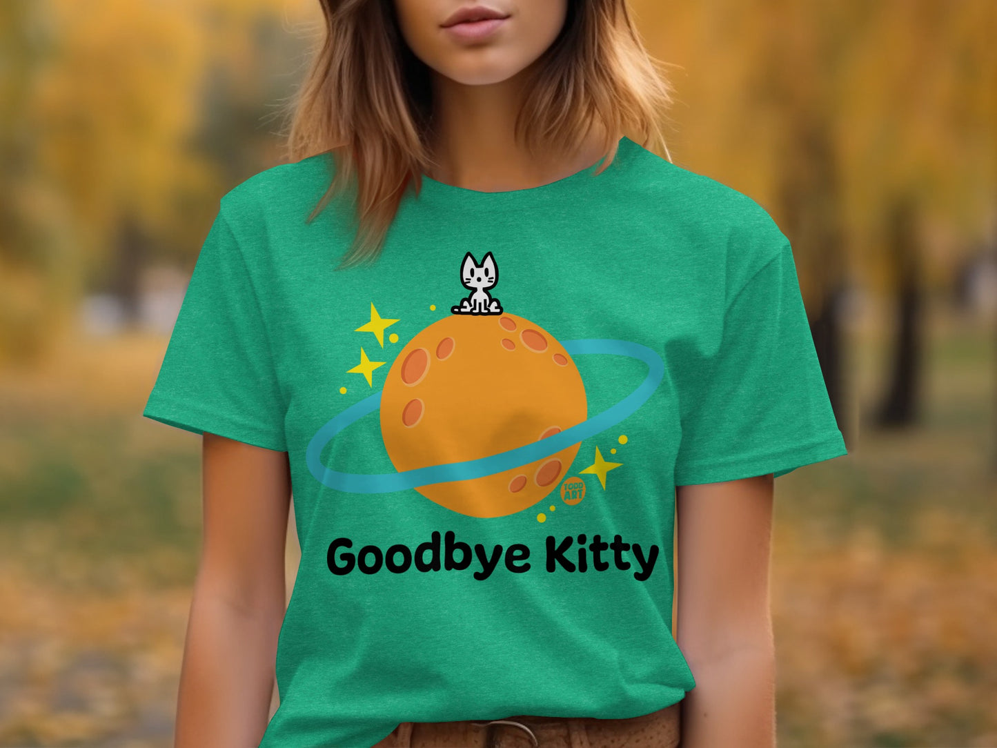 Goodbye Kitty Cat with Saturn Graphic Shirt