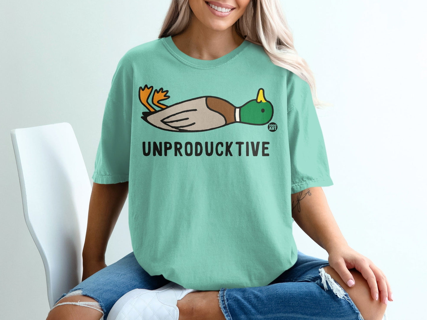 Unproductive Duck Graphic Tee Casual Shirt