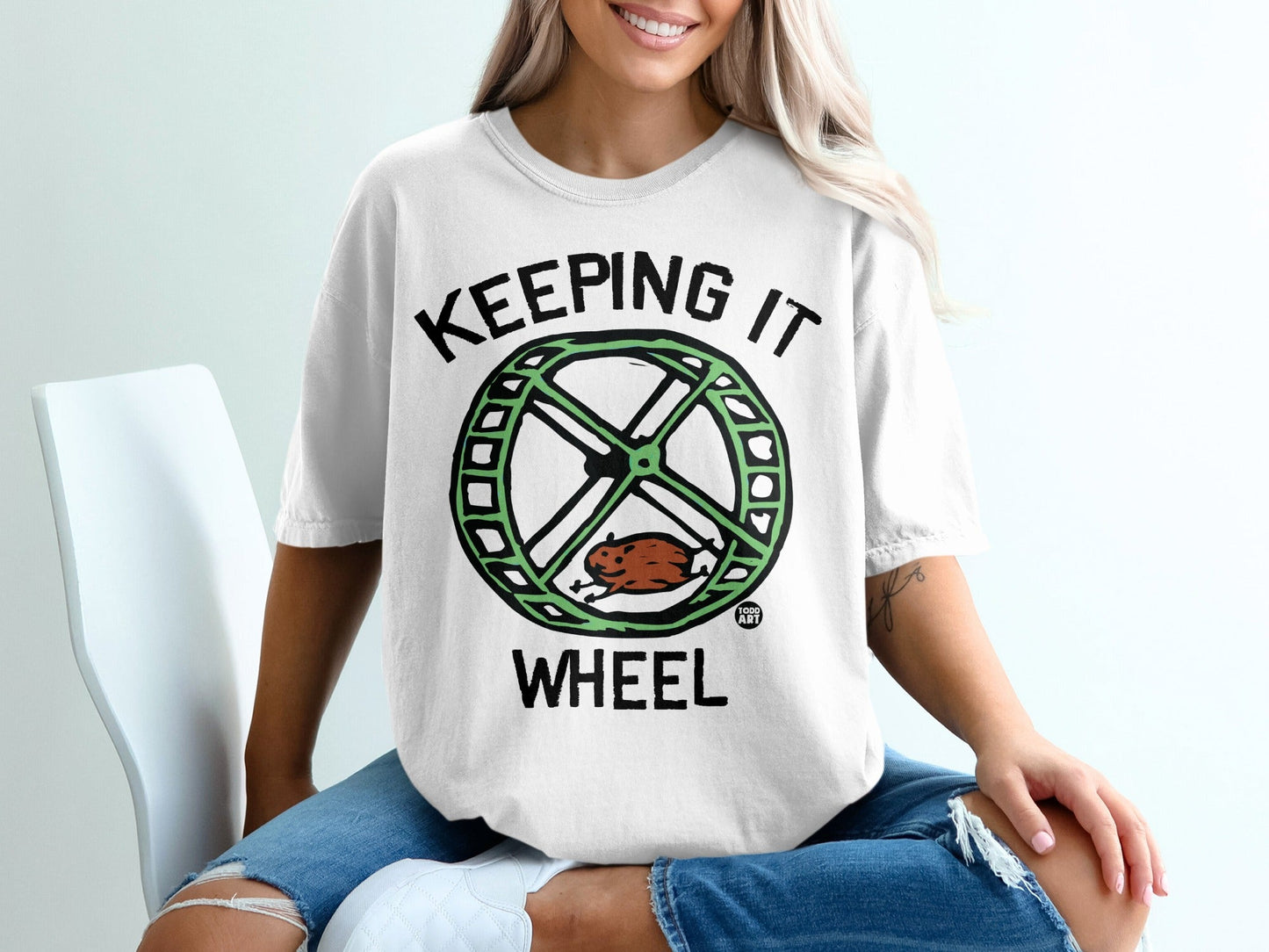Keeping It Wheel Hamster Image Fun Graphic T-Shirt