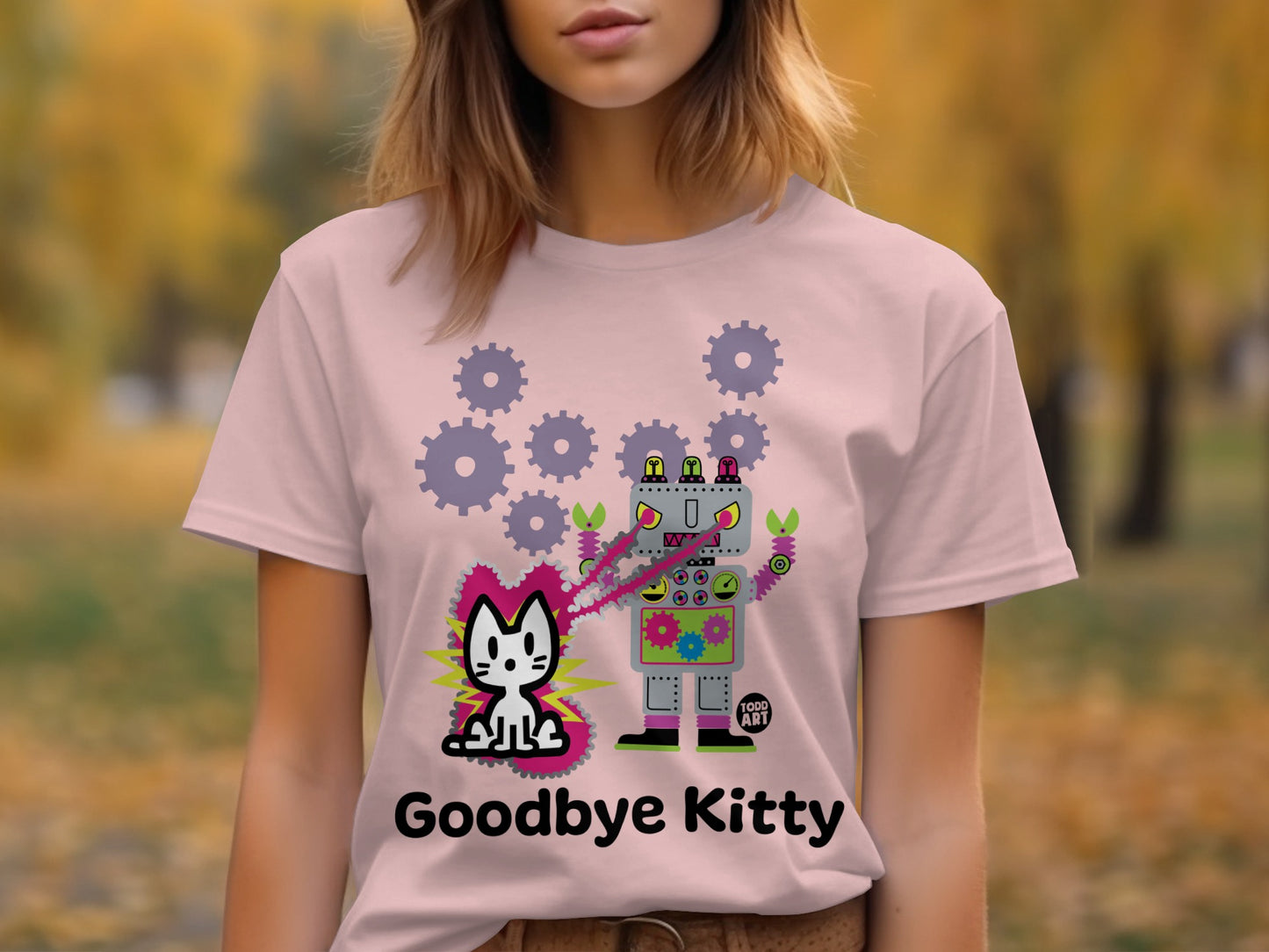 Goodbye Kitty Robot Art Graphic Design T-Shirt