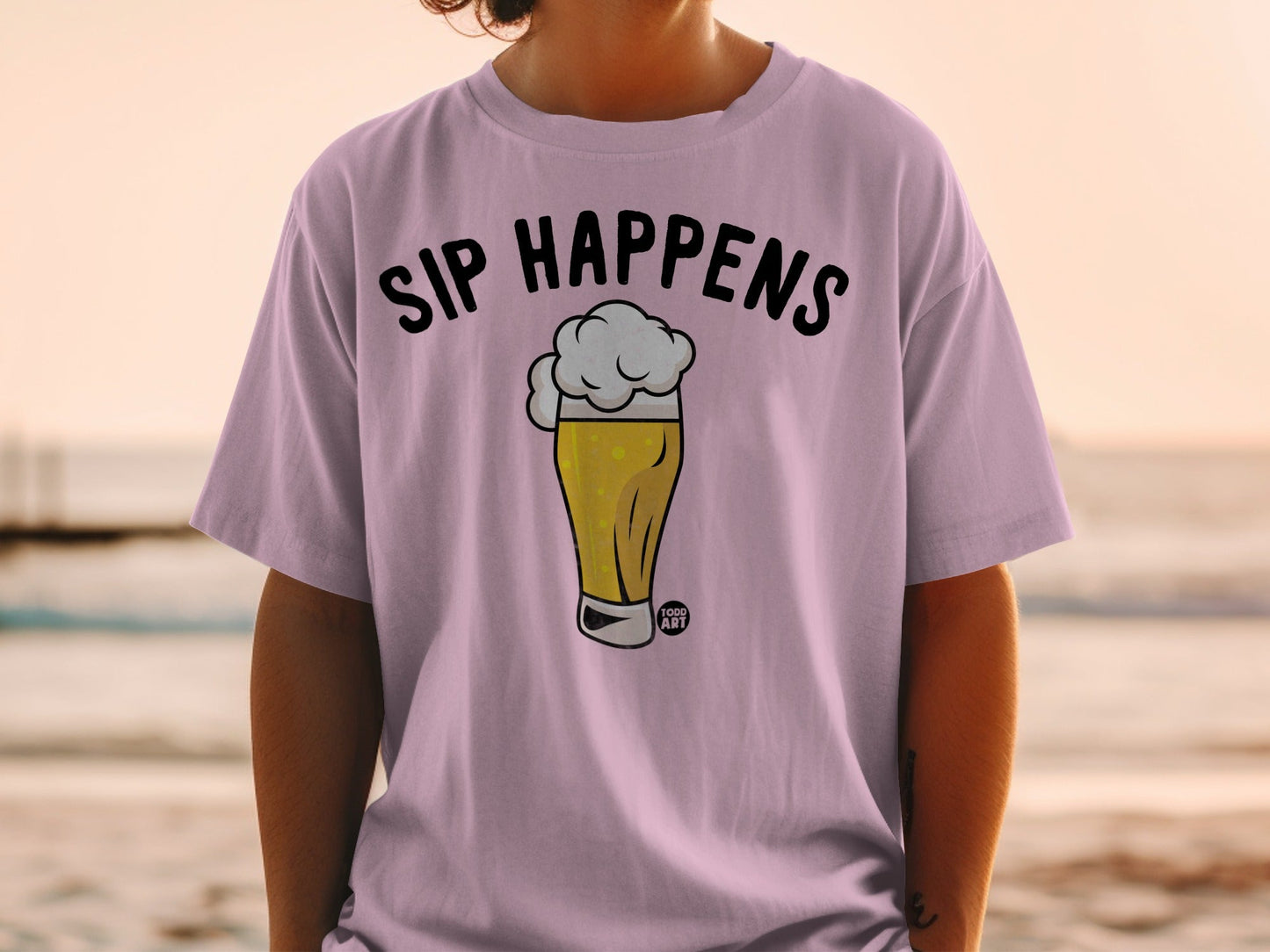 Humorous Sip Happens Graphic Tee for Casual Wear