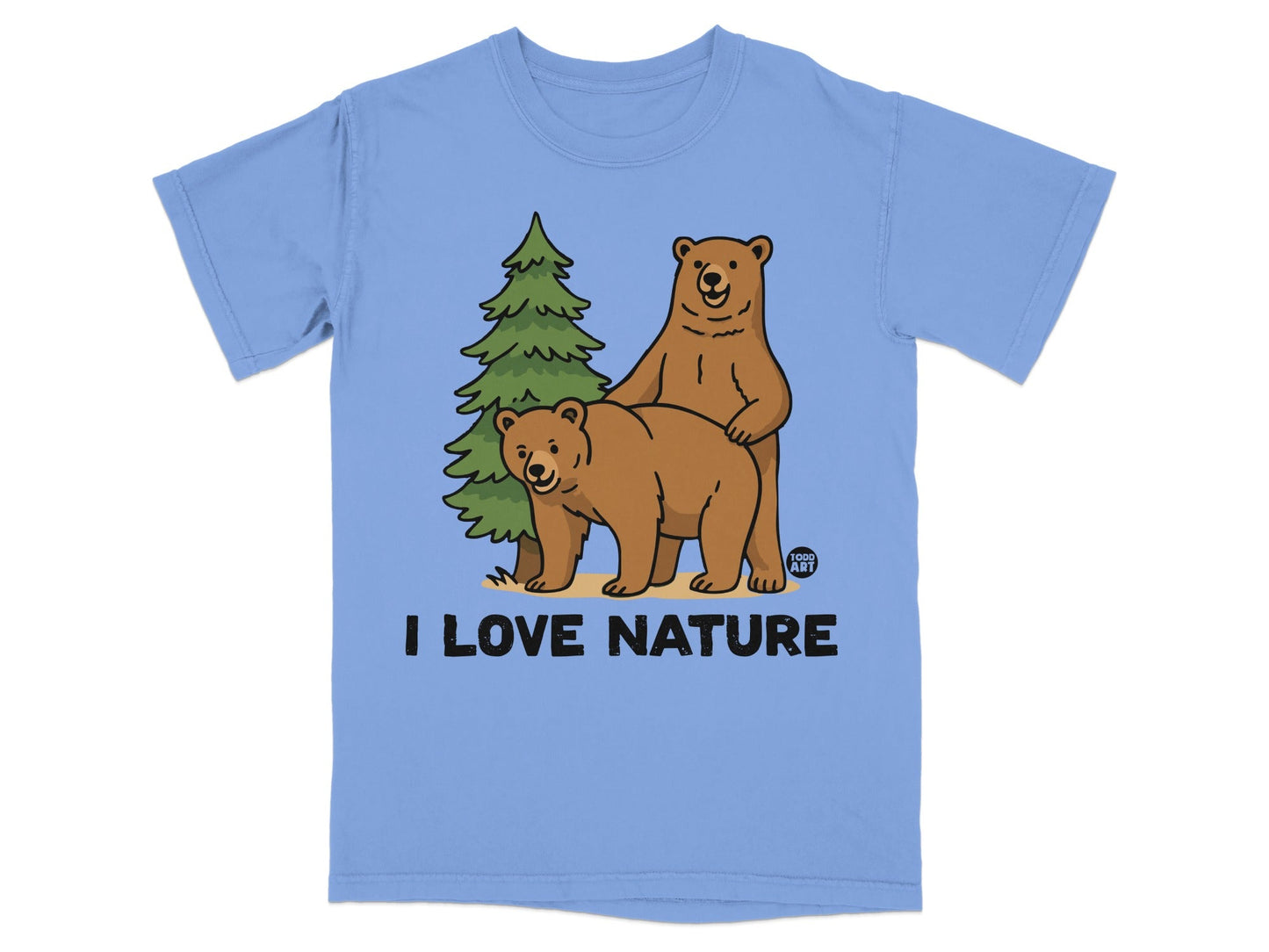 I Love Nature Two Bears Unique Graphic T-Shirt