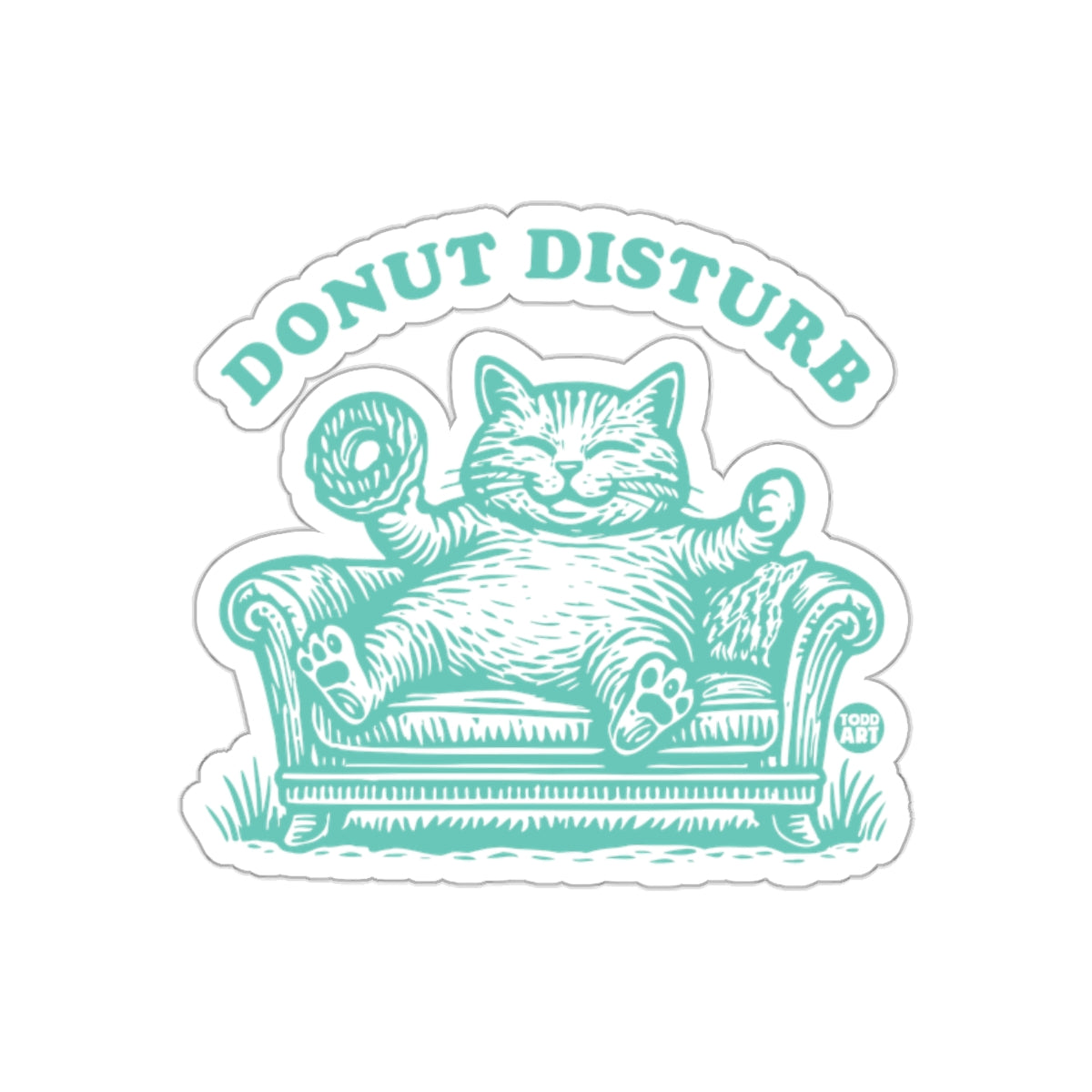 Donut Disturb Cat Resting on Sofa Funny Artwork sticker