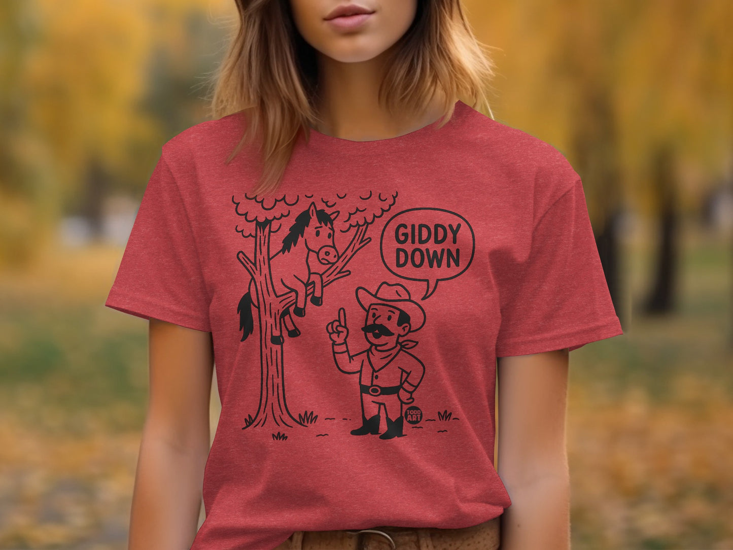 Giddy Down Cowboy with Horse Unique Graphic T-Shirt