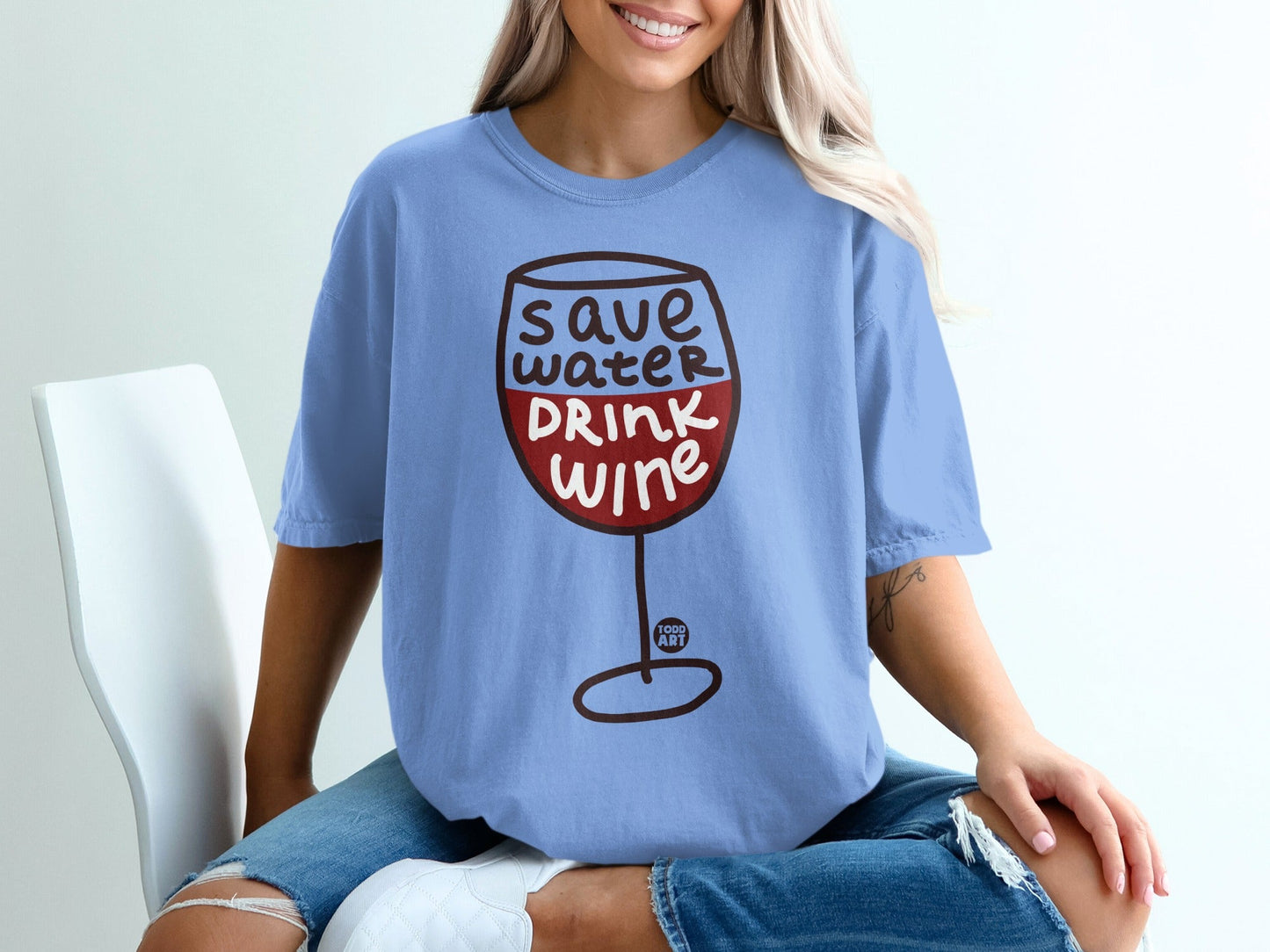 Save Water Drink Wine Graphic T-Shirt for Wine Lovers