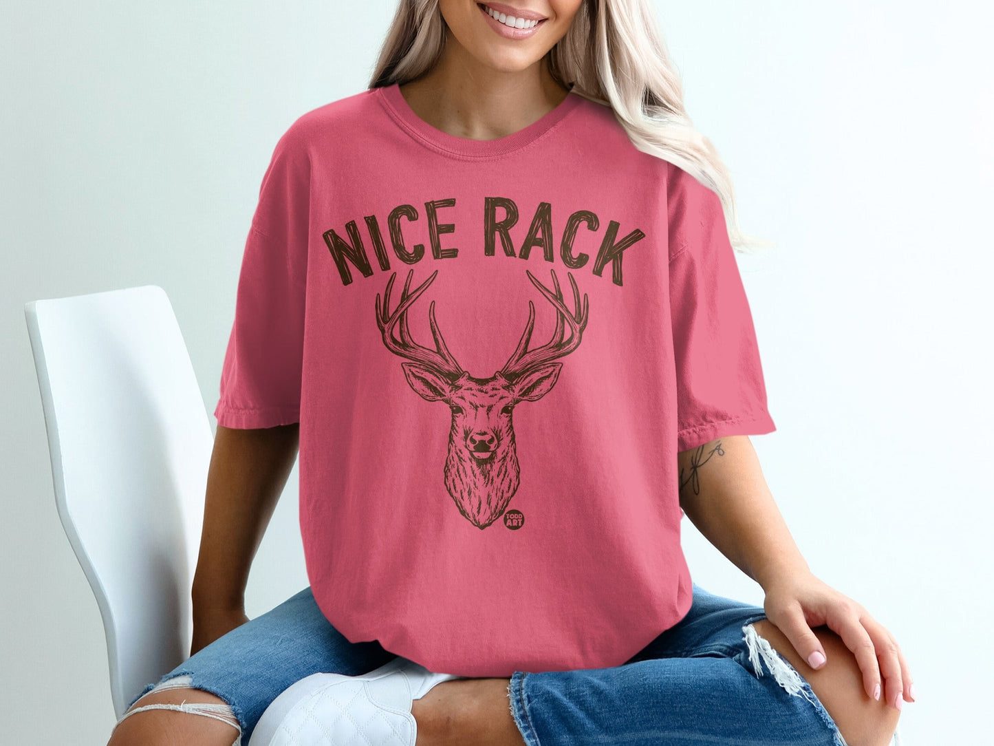 Nice Rack Graphic Tee with Deer Print Classic Shirt