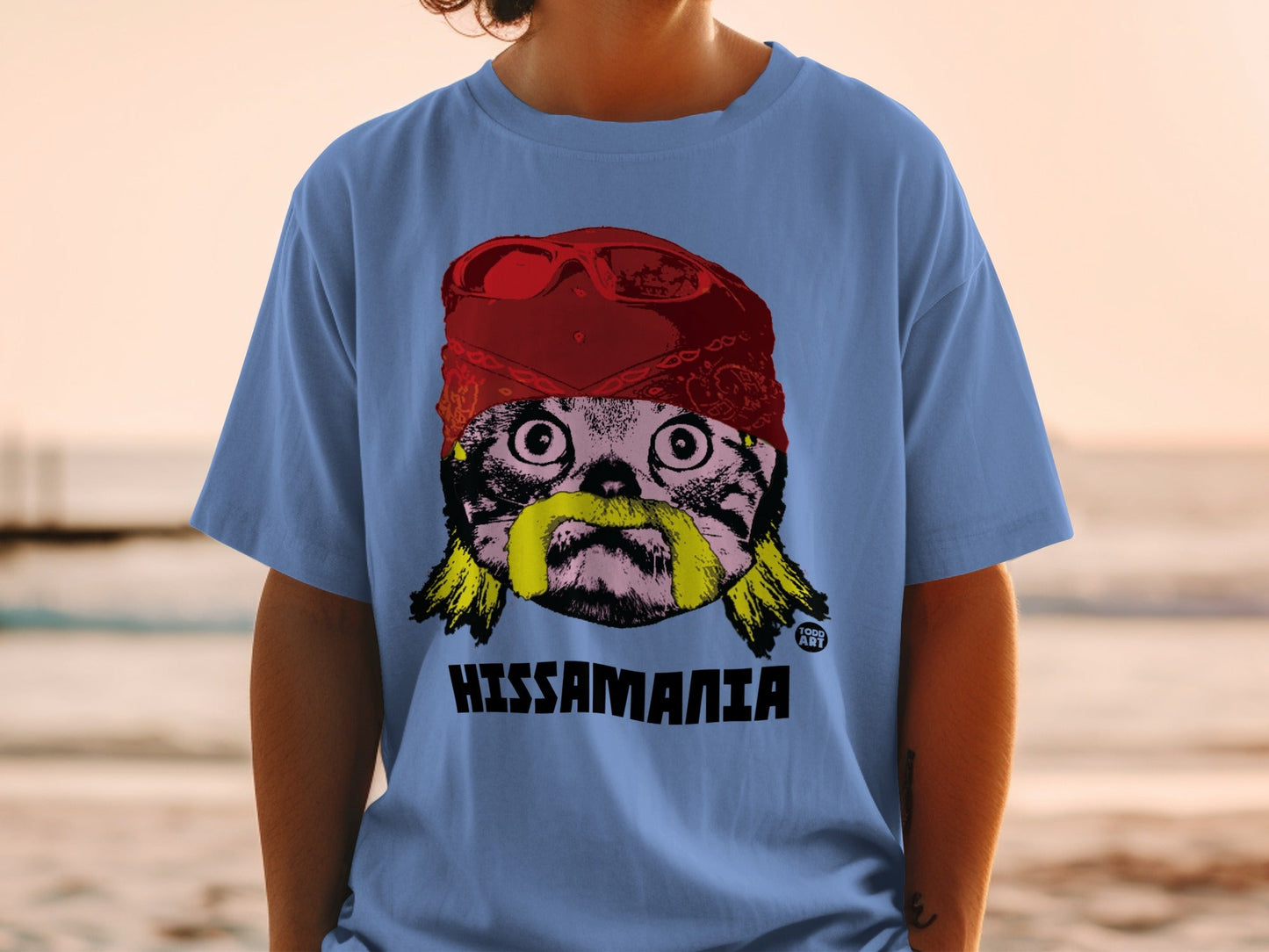 Hissamania Cat with Red Bandana and Glasses T-shirt