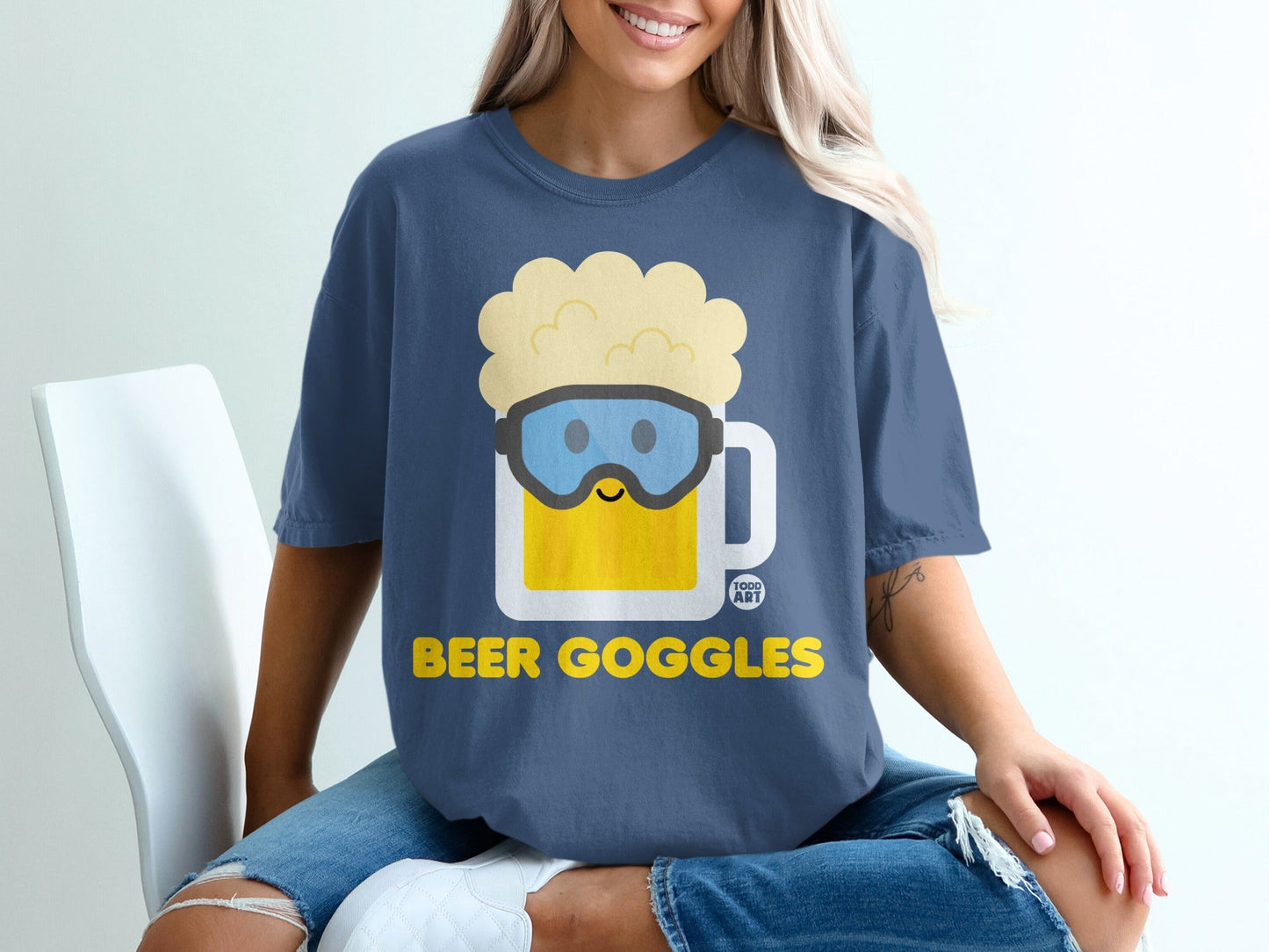 Beer Goggles Funny Graphic Print T-Shirt
