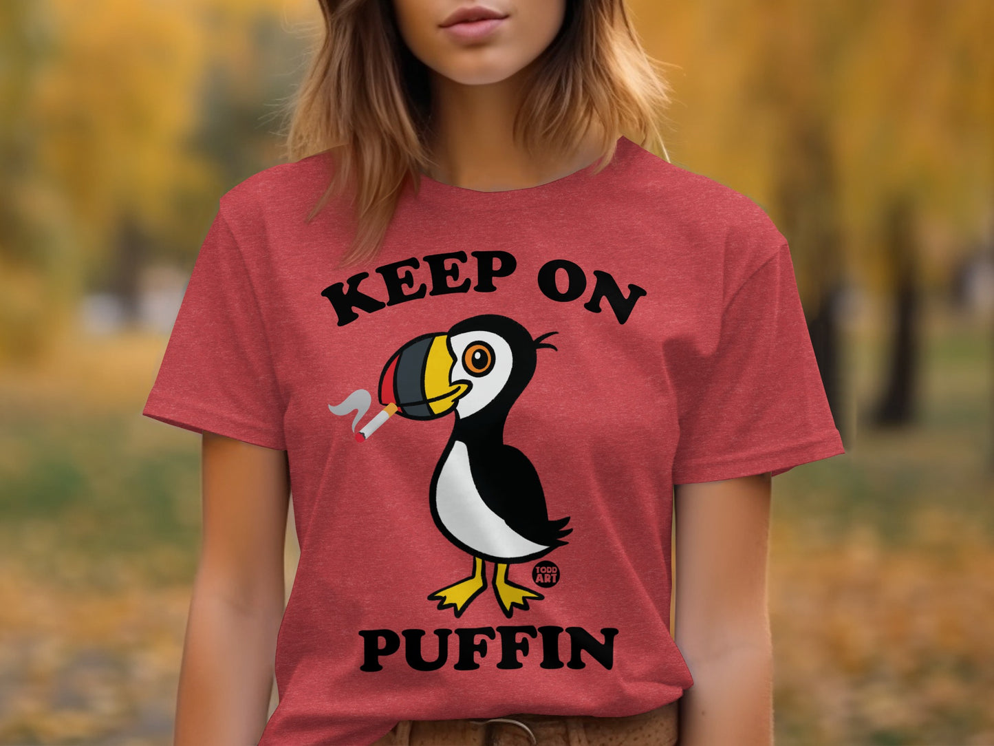Keep On Puffin Funny Graphic T-Shirt for Bird Lovers