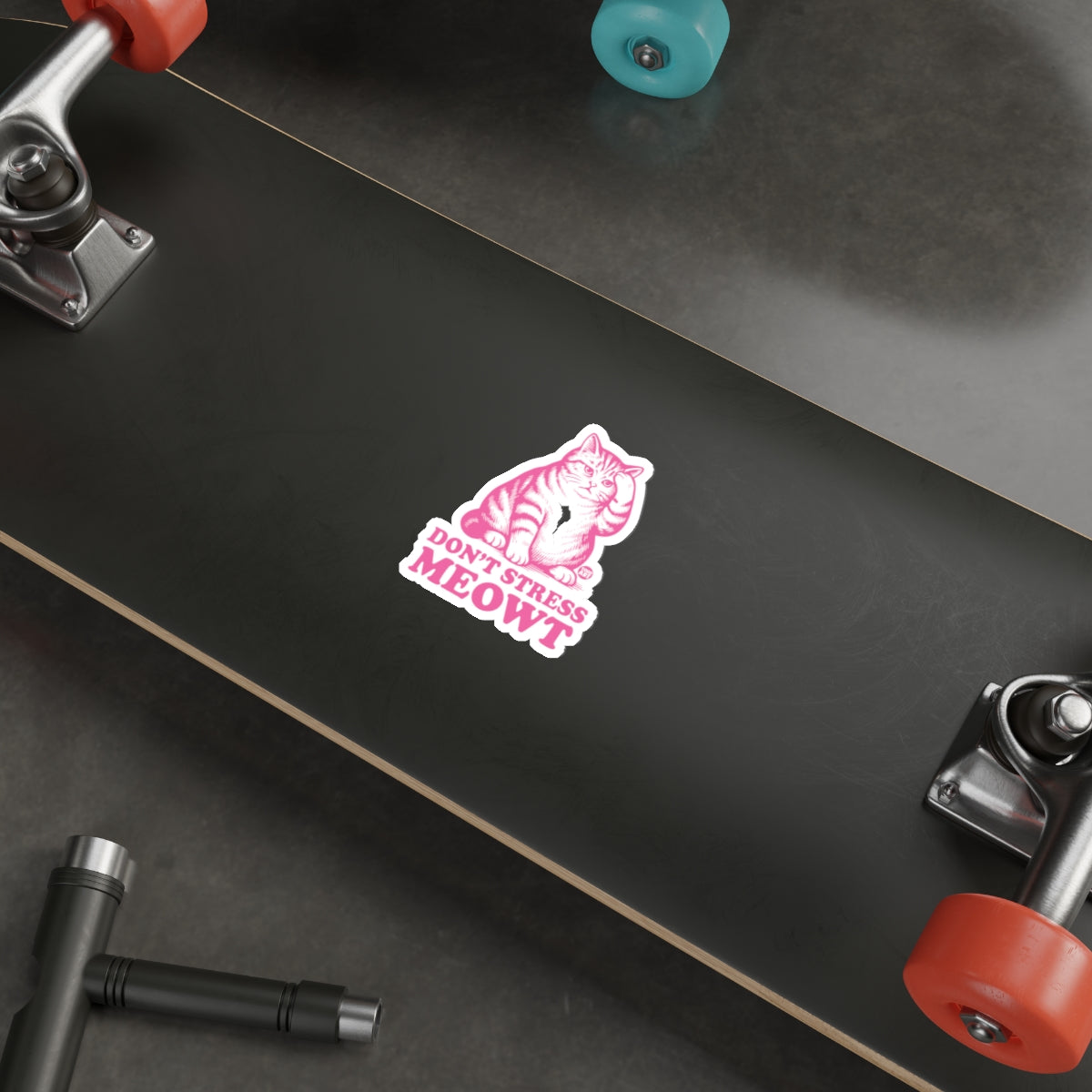 Pink Cat Don't Stress Meowt Funny Humorous Pet Sticker
