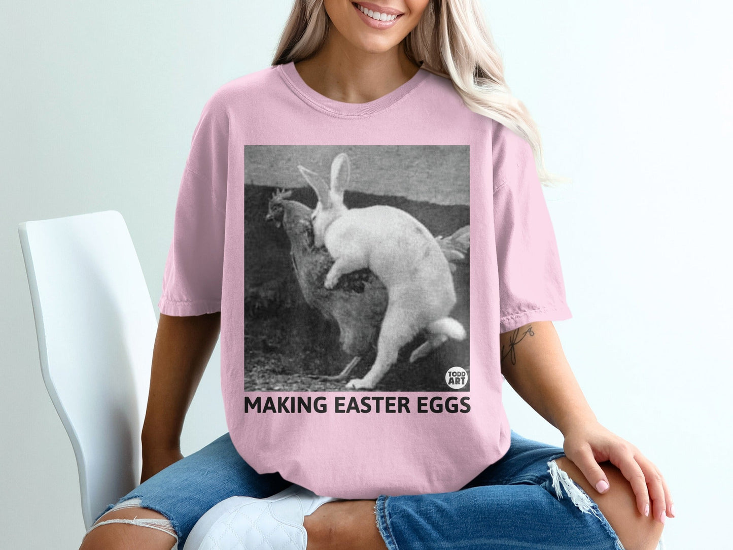 Funny Making Easter Eggs Bunny Goat Graphic T-Shirt