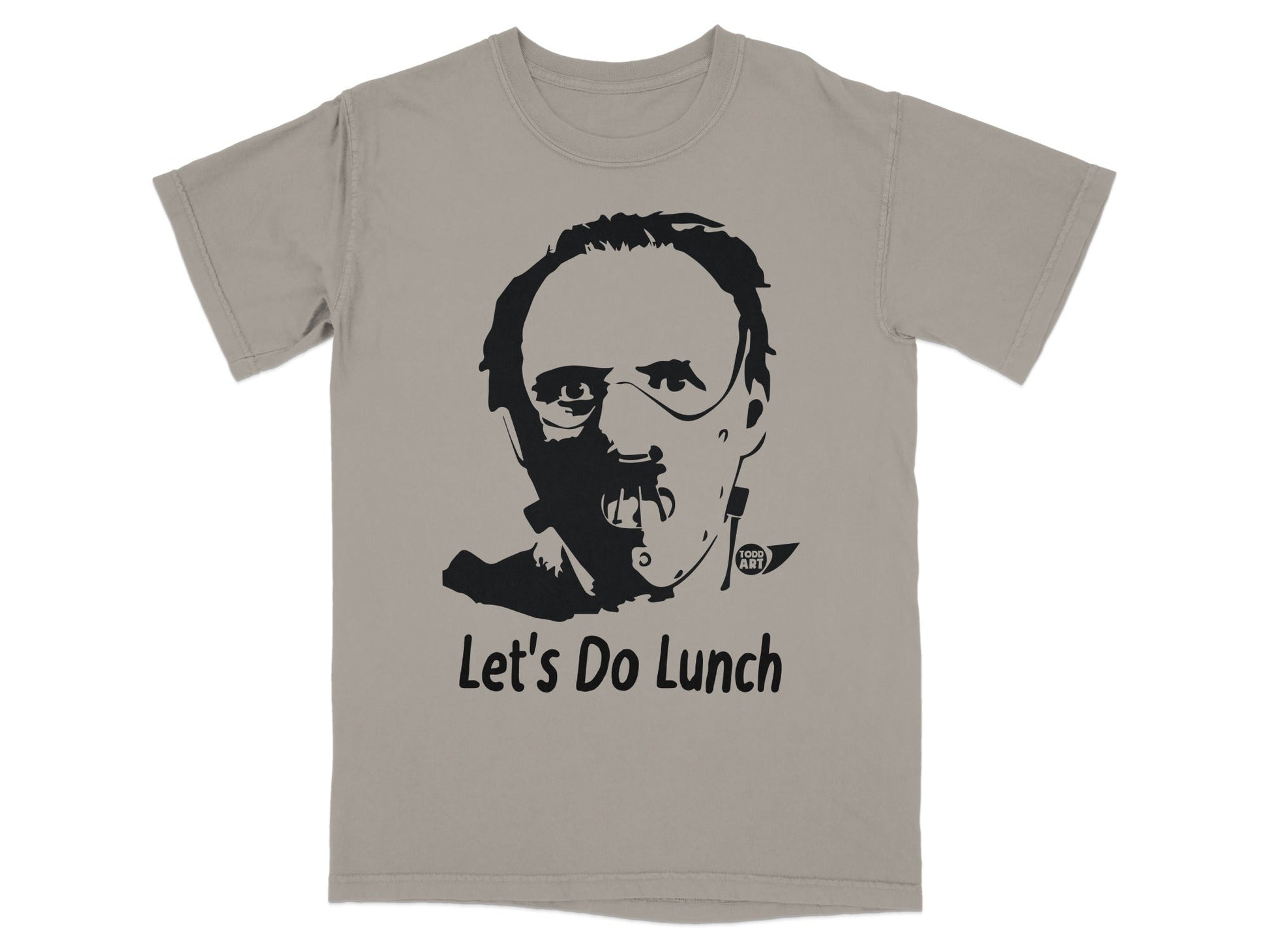 T-shirt featuring a silhouette of Hannibal Lecter and the text "Let's Do Lunch."
