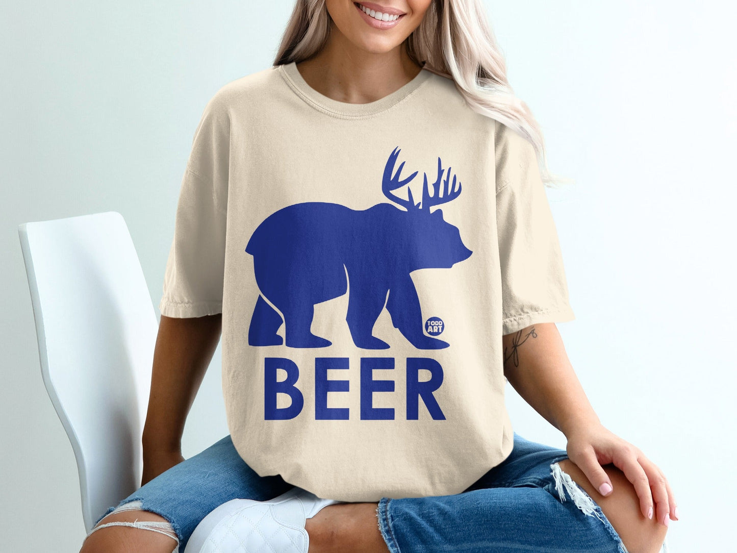 Funny Blue Bear Beer Graphic Unisex T-Shirt Product