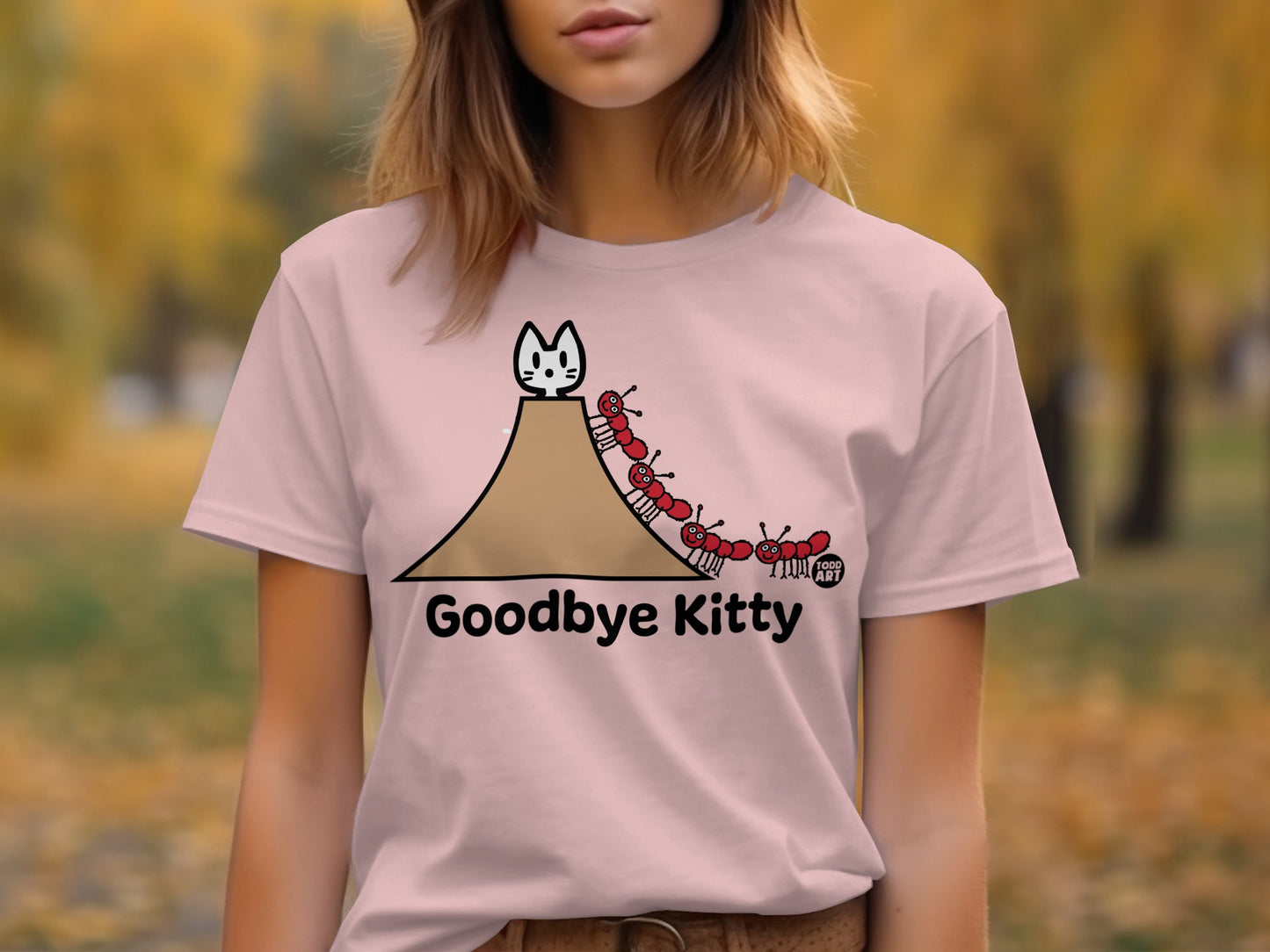 Goodbye Kitty Ants Falling Graphic T-shirt