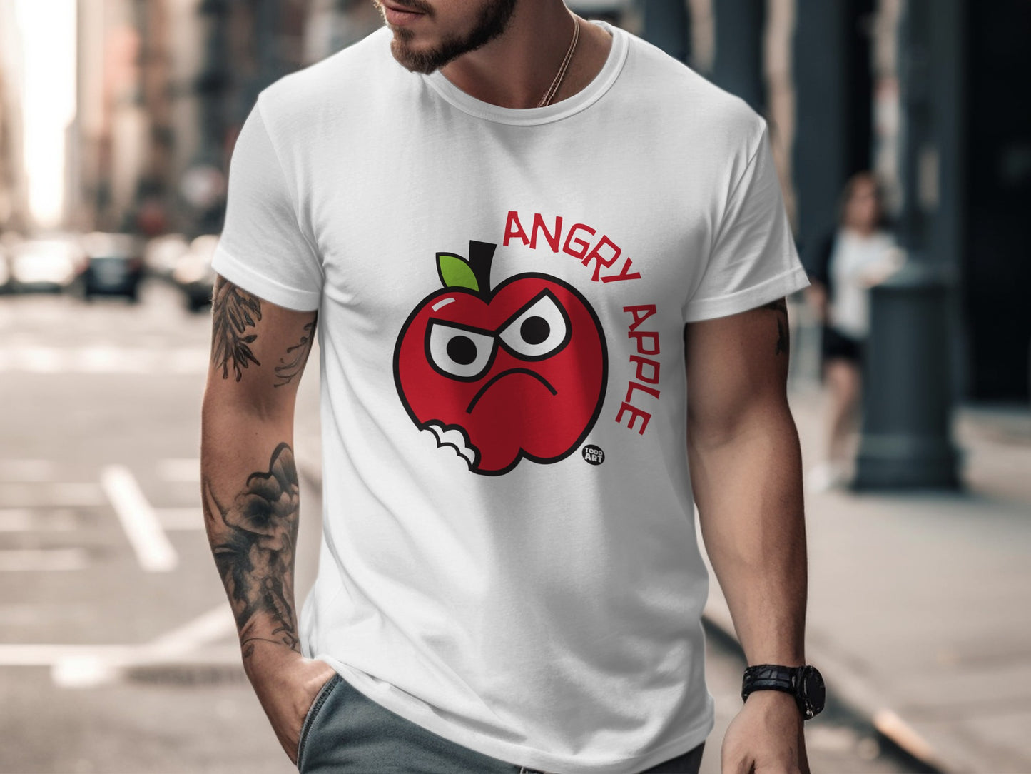 Angry Apple Graphic T-Shirt for Unisex Casual Wear