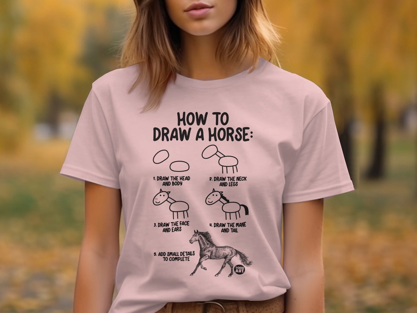 How to Draw a Horse Diagram T-shirt Casual Wear