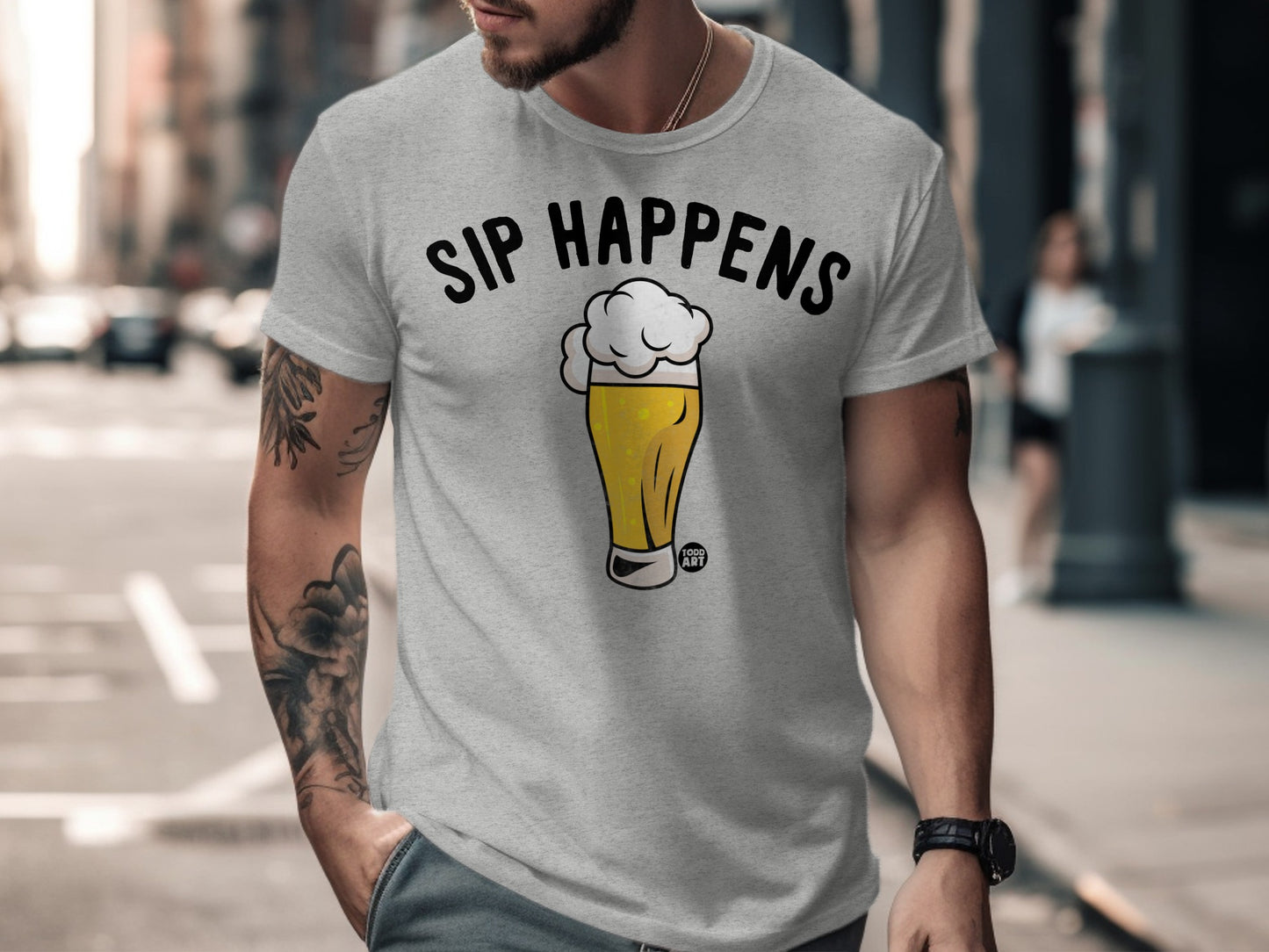 Sip Happens Funny Beer Graphic T-Shirt for Men