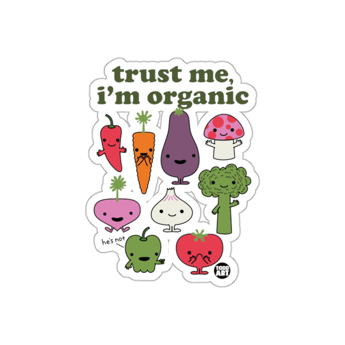 Trust Me I'm Organic Fun Vegetable Sticker Decal