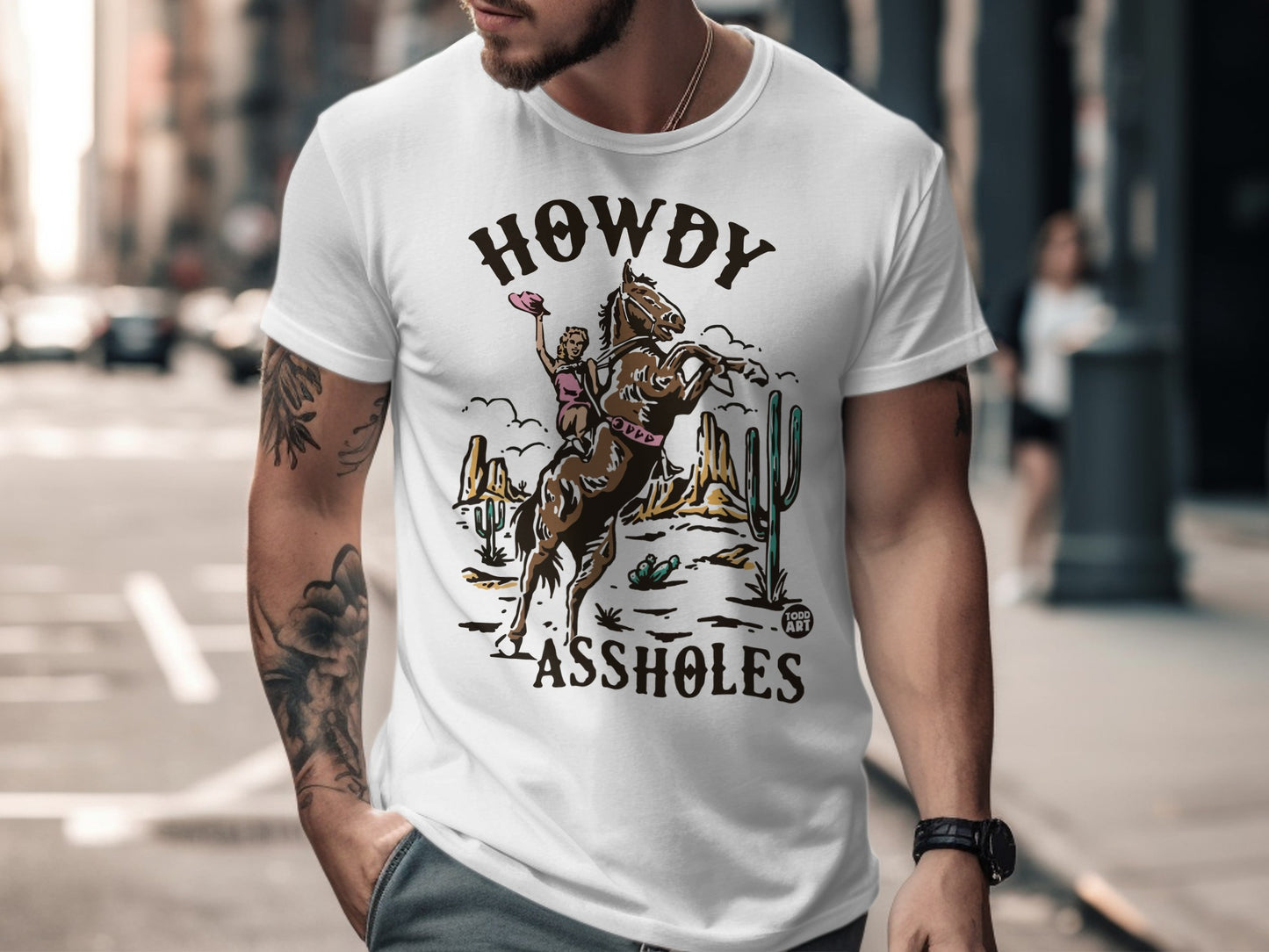 Howdy Assholes Cowboy Humor Graphic T-shirt