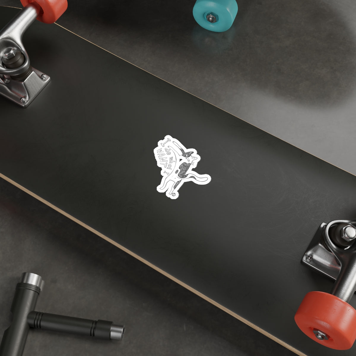 Funny Black Cat Skateboard Deck Sticker