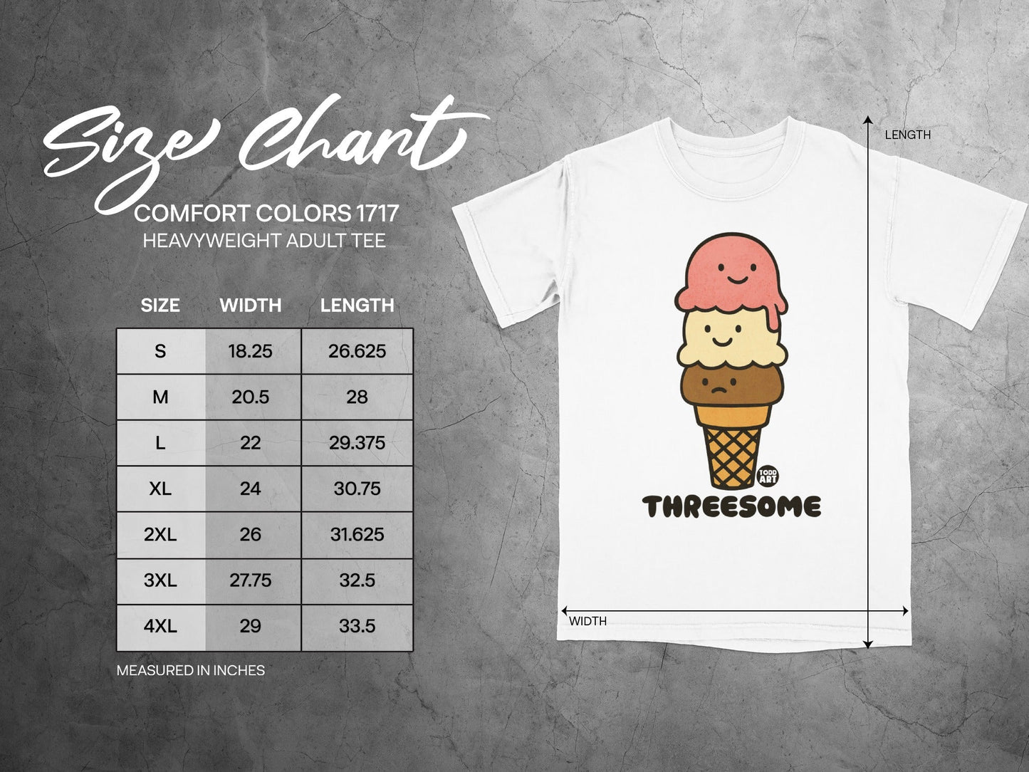 Threesome Ice Cream Graphic Comfort Colors 1717 Tee