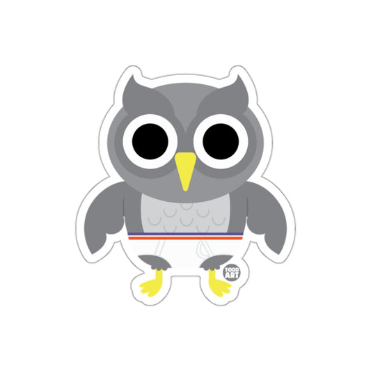 Gray Cartoon Owl Character Sticker for Kids Decor