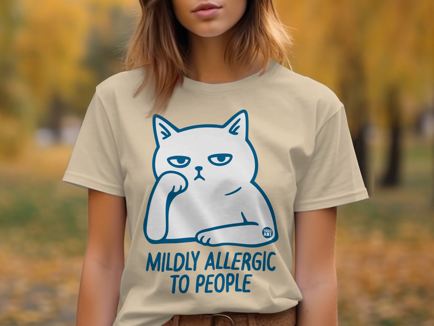 Mildly Allergic To People Cat Graphic Tee