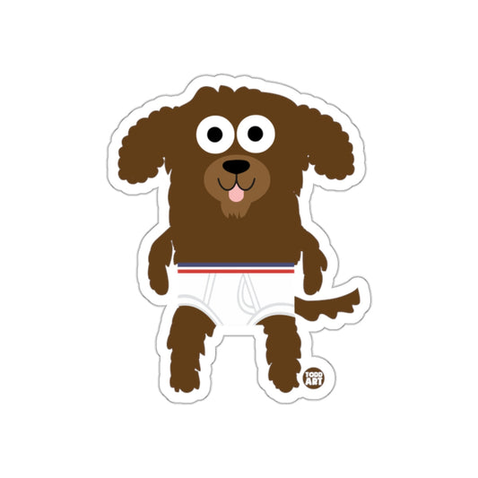 Cute Brown Dog with Boxer Shorts Sticker