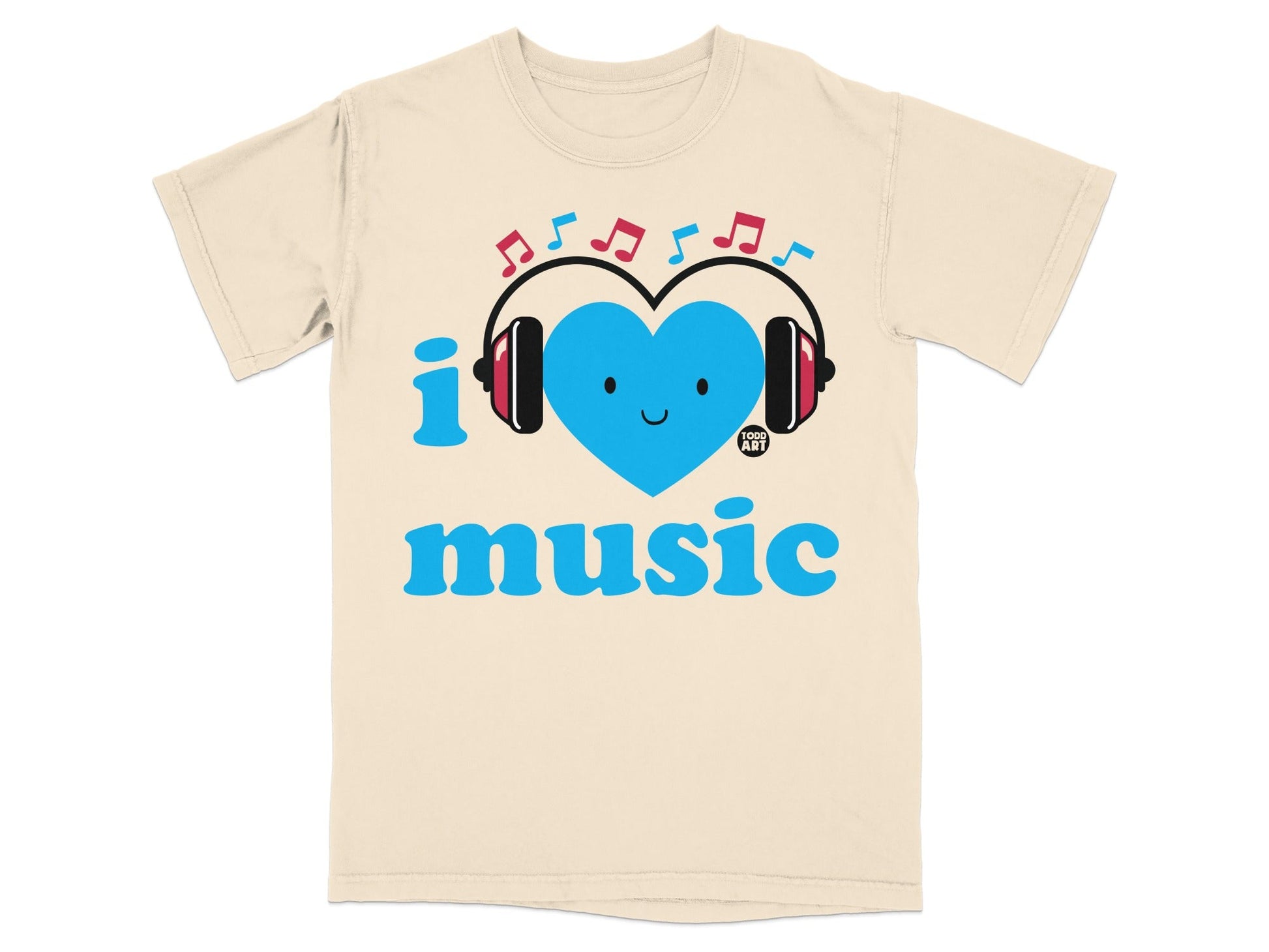 I Love Music Heart Headphones Cute Design T-Shirt