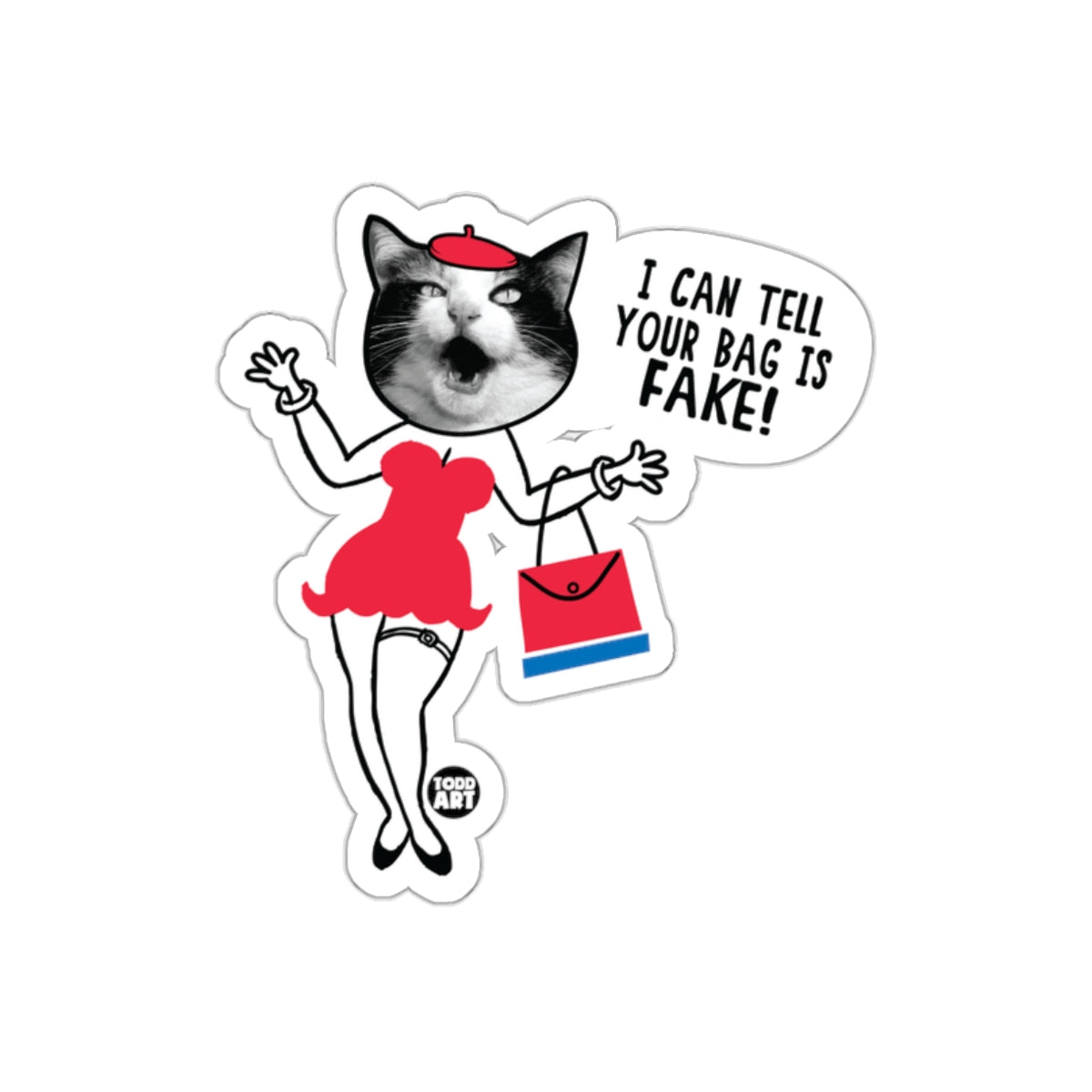 I Can Tell Your Bag Is Fake Animated Cat Woman sticker