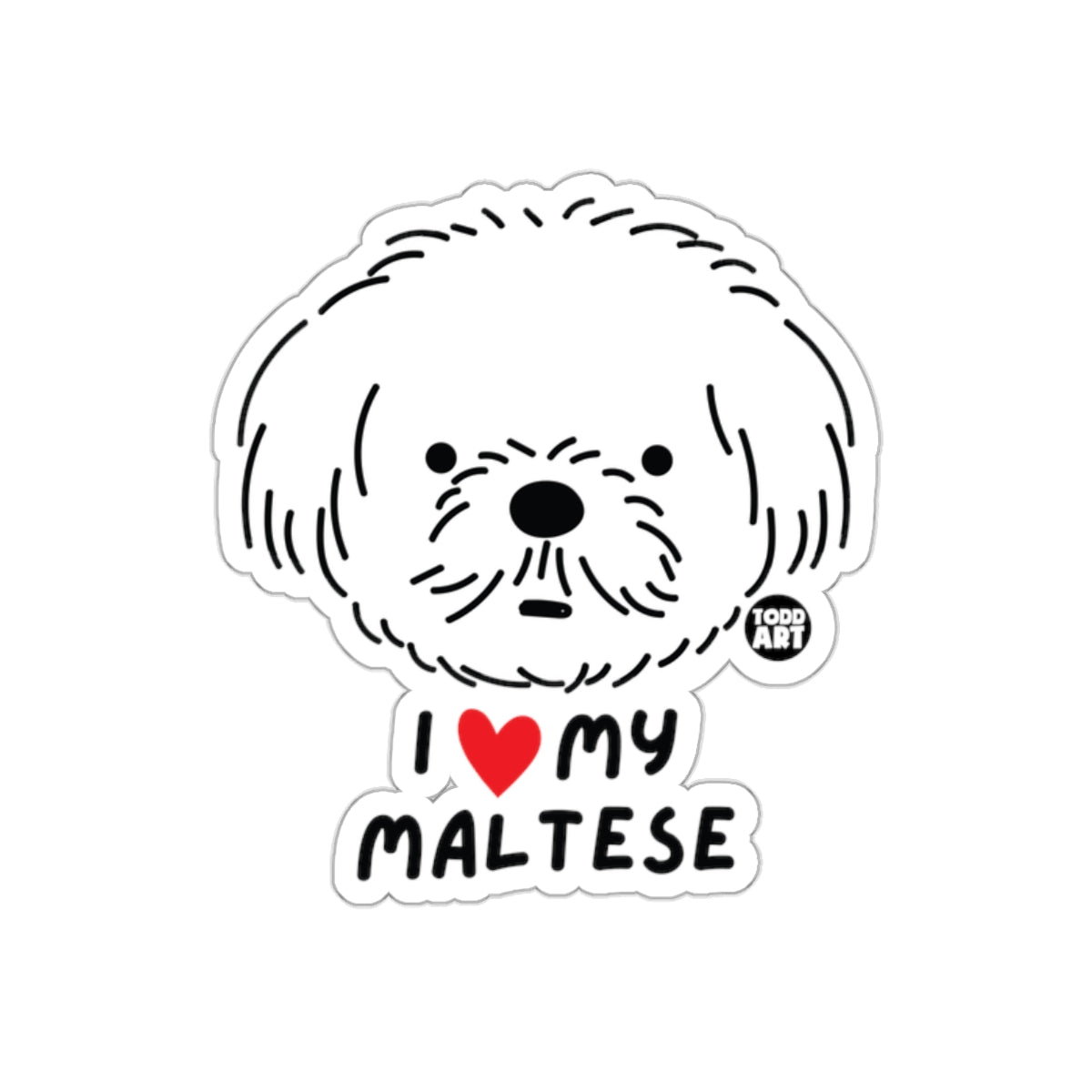 I Love My Maltese Cute Dog Drawing Sticker Decal