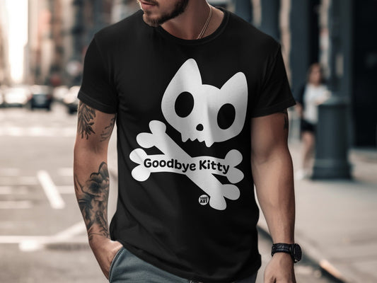 Goodbye Kitty Skull Crossbones Graphic T-Shirt