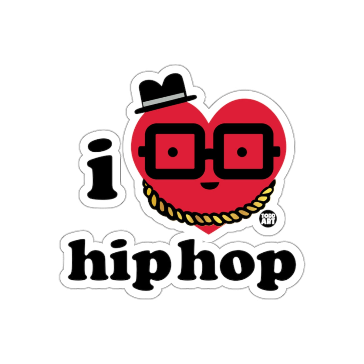 I Love Hip Hop Heart Design Sticker For Fans
