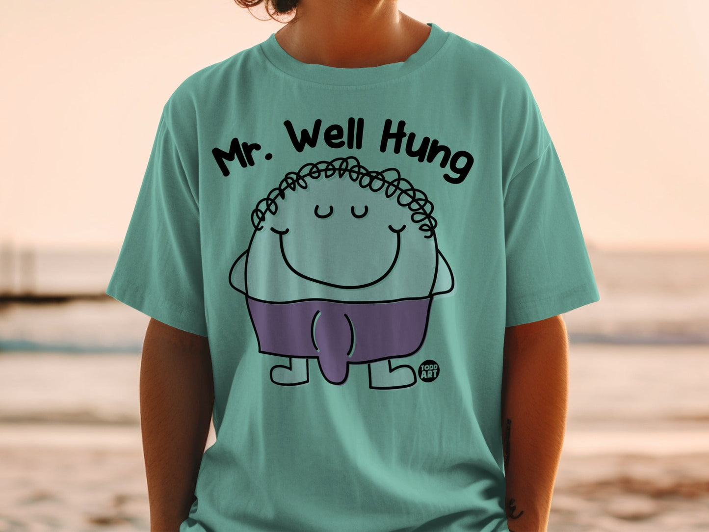 Mr. Well Hung Funny Cartoon Character T-shirt