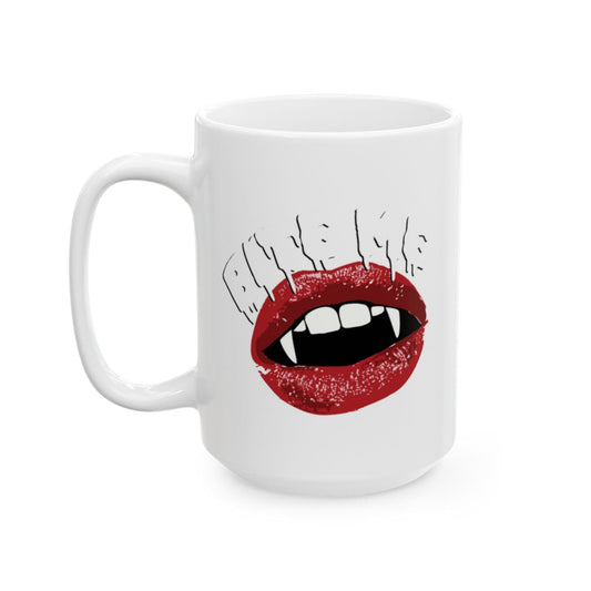 Vampire Fangs and Lips Artwork White Glossy Mug