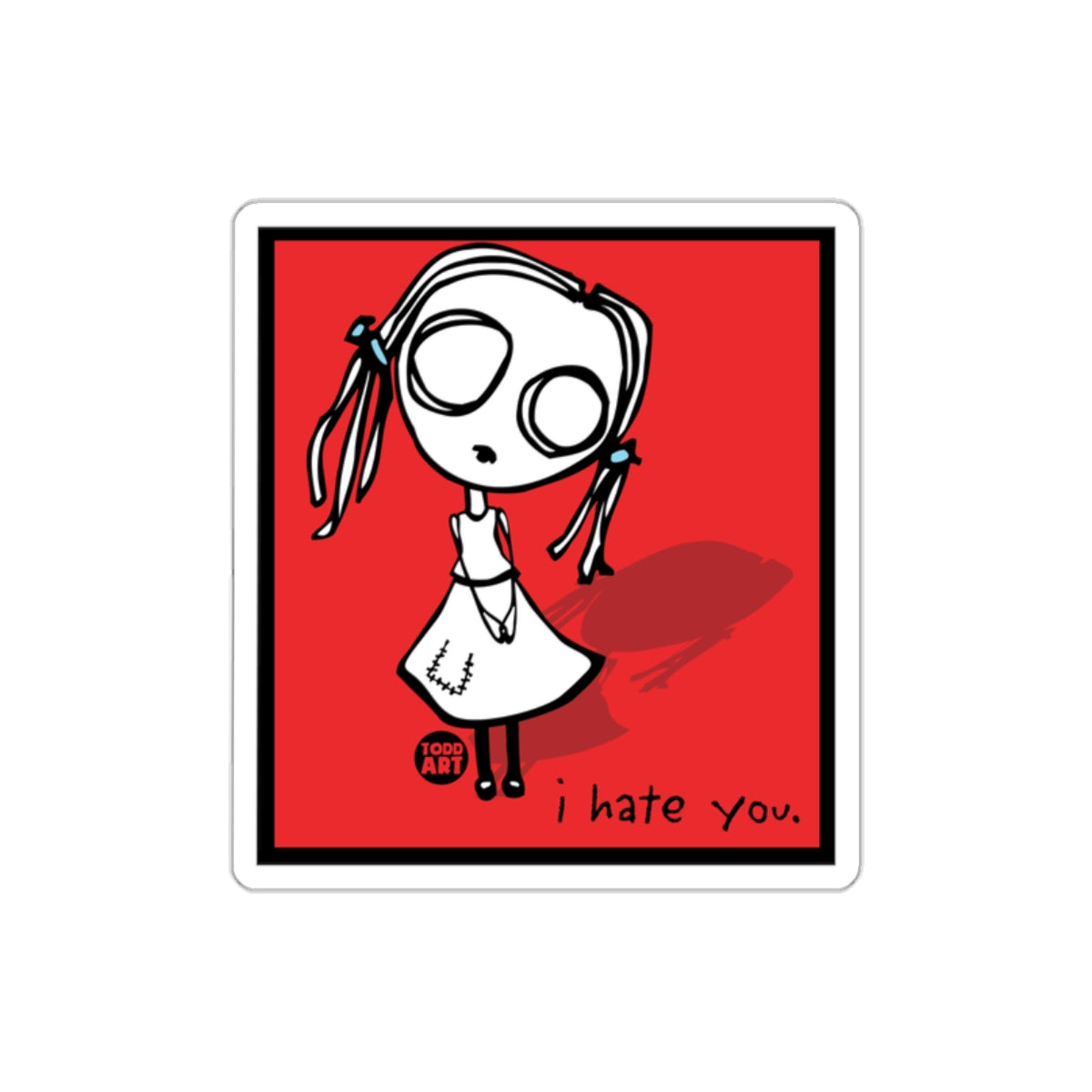 Cartoon Character Sticker with I Hate You Artwork