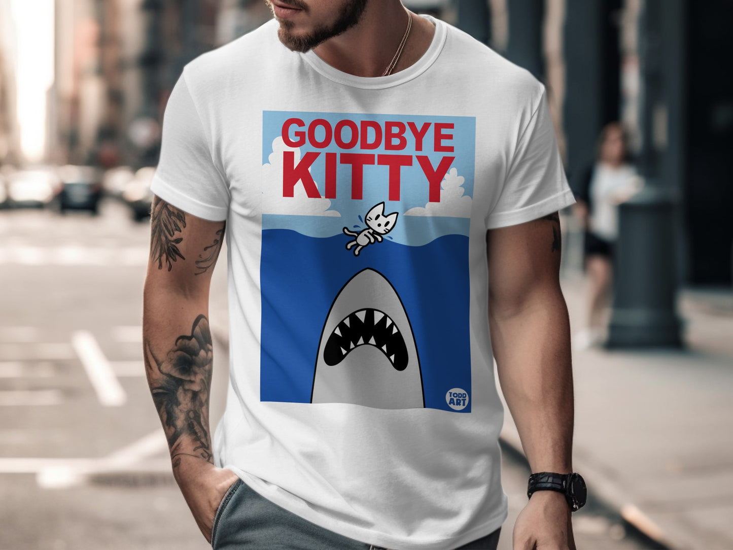 Goodbye Kitty Shark Attack Graphic T-shirt