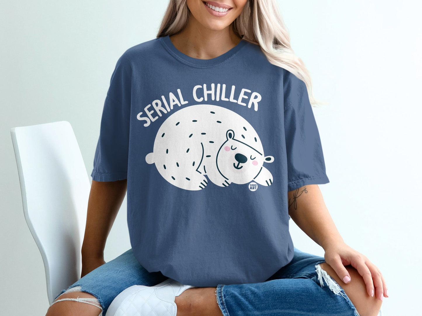 Serial Chiller Cute Sleeping Bear Graphic T-Shirt