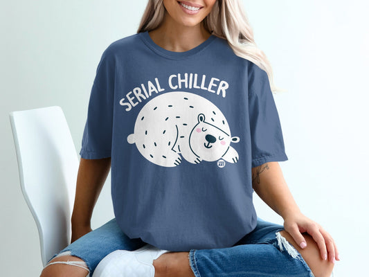 Serial Chiller Cute Sleeping Bear Graphic T-Shirt