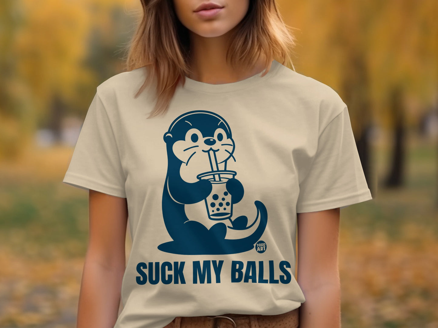 Suck My Balls Otter Drinking Bubble Tea T-Shirt