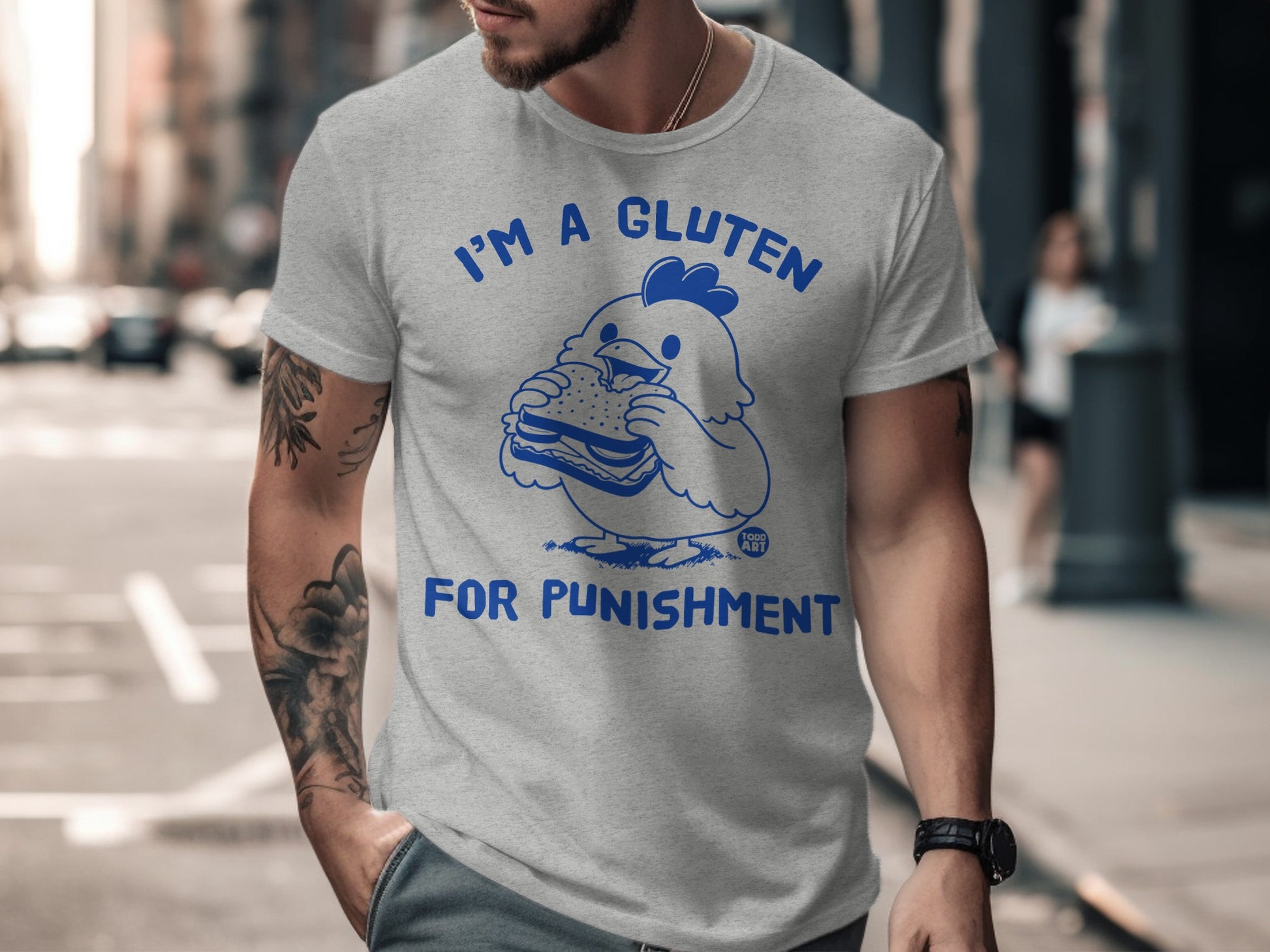 'I'm A Gluten For Punishment' funny chicken t-shirt