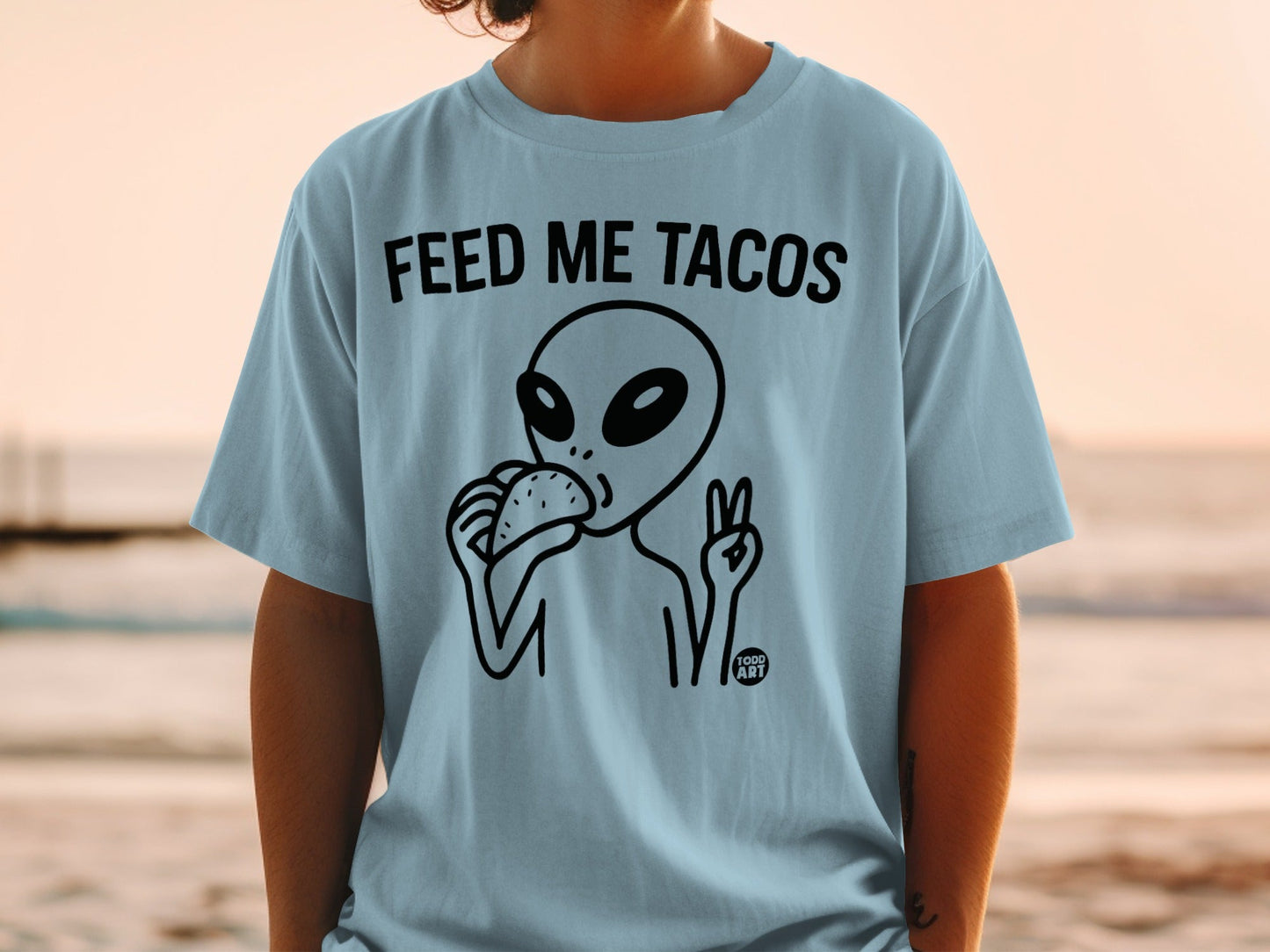 Feed Me Tacos Alien Print Short-Sleeve T-Shirt