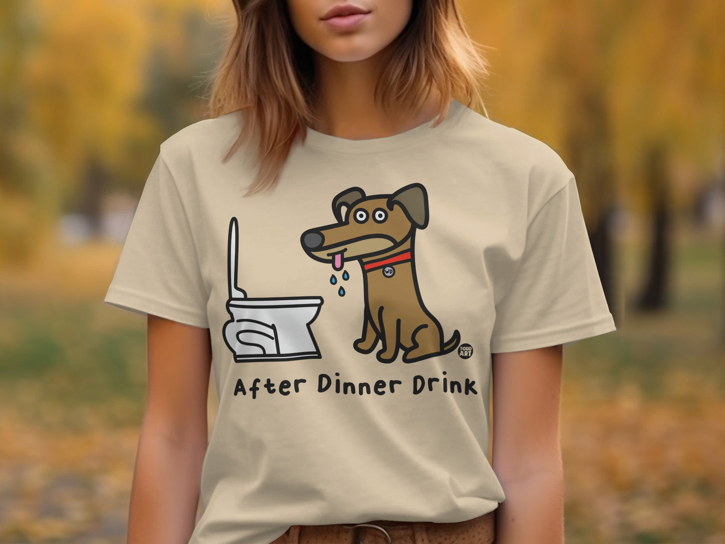 After Dinner Drink Dog Drinking Toilet Shirt